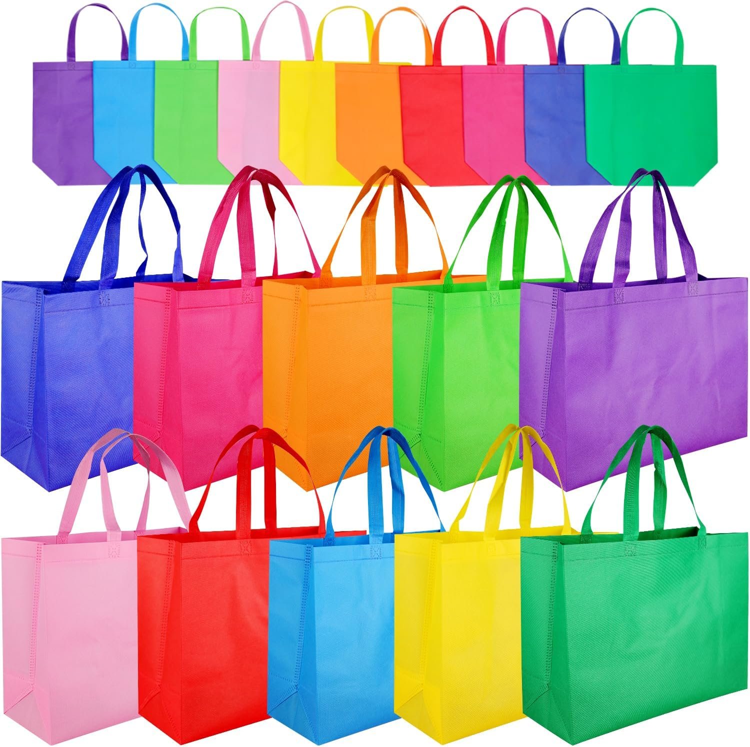 Wholesale Large 15.7'' Rainbow Non-Woven Reusable Tote Grocery Shopping Bags Factory