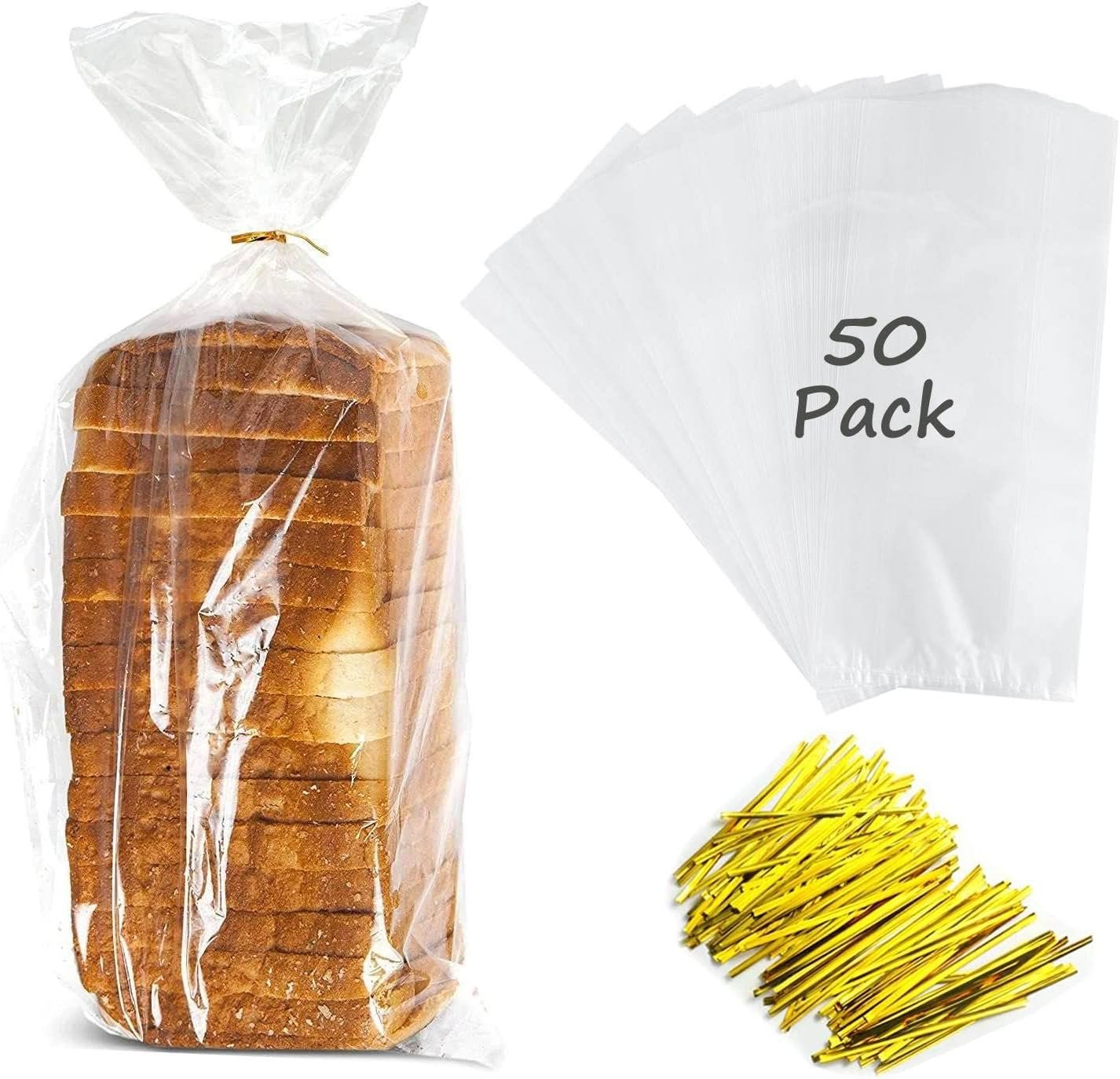 Wholesale Large Bread Bags with Ties 8x4x18 Inches 50 Pack Clear Reusable Plastic Bakery Loaves for Homemade Packing Factory
