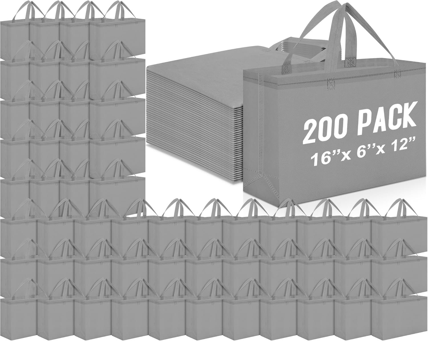 Wholesale Large Non-Woven Reusable Grocery Tote Bags with Handles Foldable Portable 16x6x12 Inch Factory