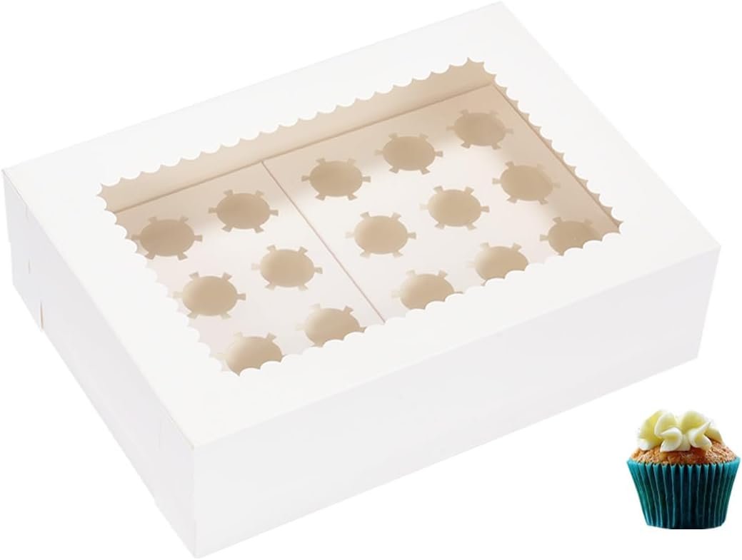 Wholesale Mini Cupcake Boxes 5 Pack Holds 24 Cupcakes 14x10x4 Inch White Bakery Holders with Window for Birthday Holiday Party Factory