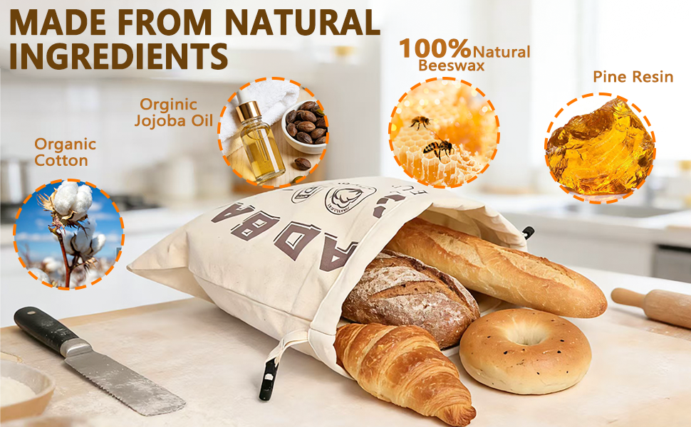 Wholesale Reusable Beeswax-Lined Cotton Bread Bags Sourdough Storage Bakery Essentials Freshness Keeper Homemade 2 Pack Factory