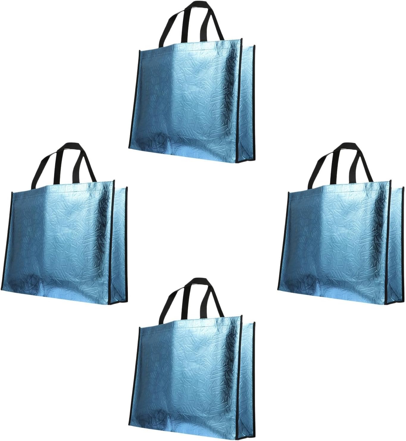 Wholesale Reusable Blue Non-Woven Tote Bags with Handles 4pcs for Grocery Wedding Packaging Factory