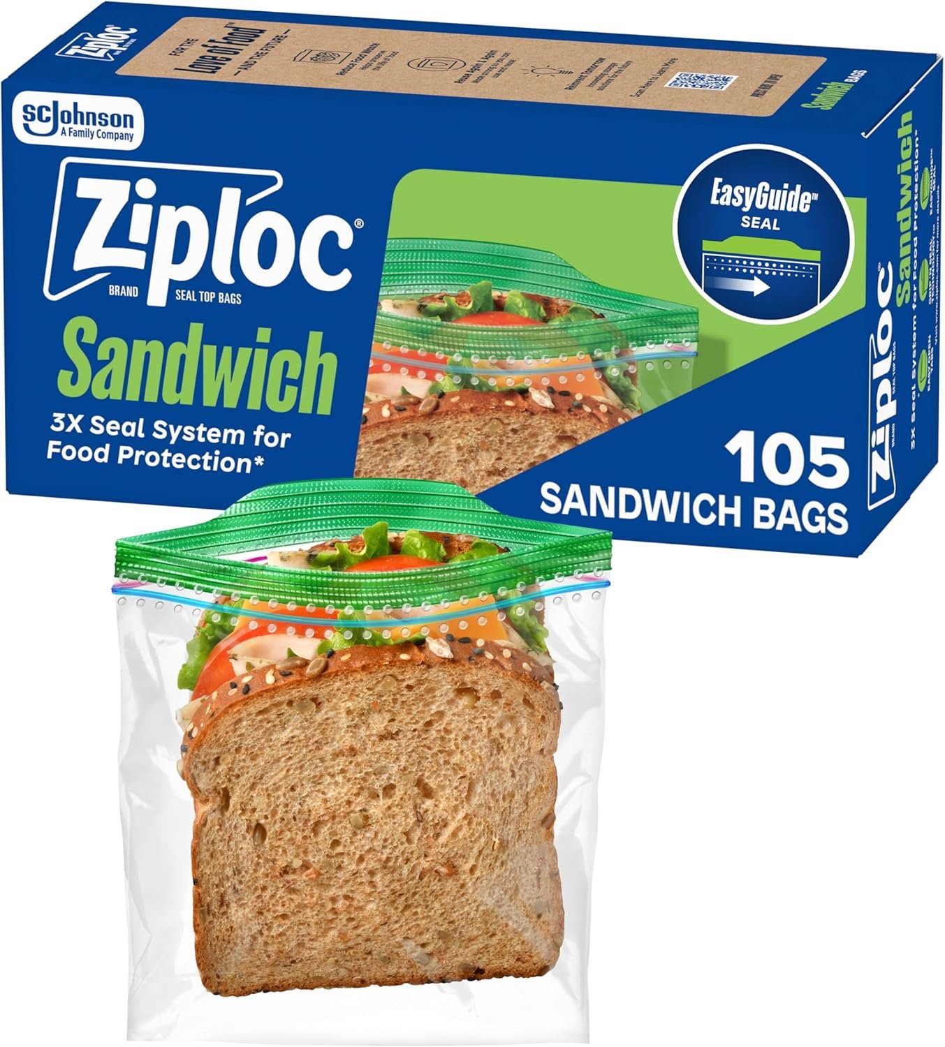 Wholesale Sandwich Snack Bags EasyGuide Texture Grip n Seal Technology 105 Count Factory Wholesale Sandwich Snack Bags EasyGuide Texture Grip n Seal Technology 105 Count Factory