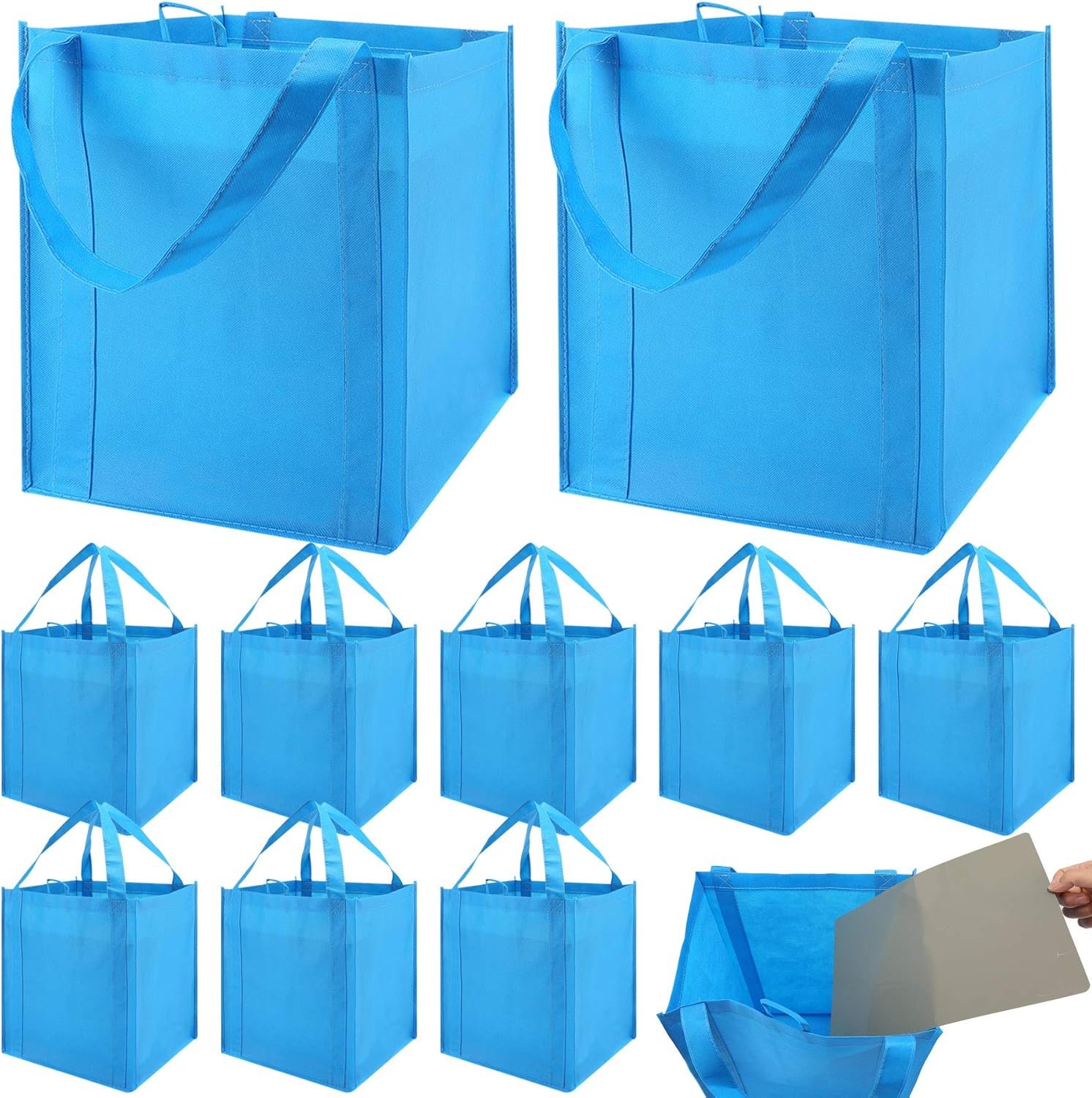 Wholesale Set of 10 Large Heavy Duty Reusable Grocery Bags Shopping Totes with Reinforced Bottom Sturdy Handles Washable Blue Factory Wholesale Set of 10 Large Heavy Duty Reusable Grocery Bags Shopping Totes with Reinforced Bottom Sturdy Handles Washable Blue Factory