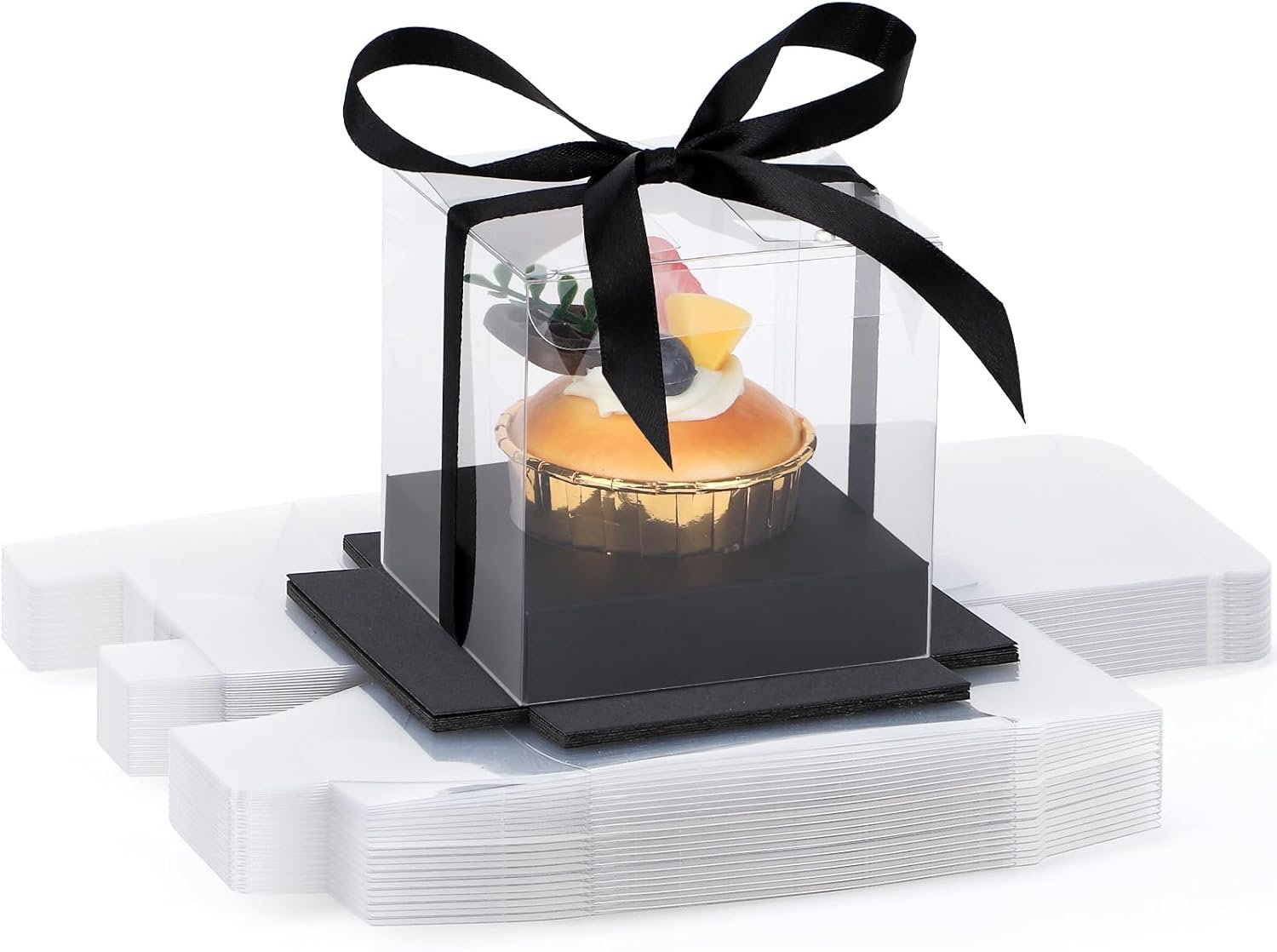 Wholesale Transparent 3.5 Inch Plastic Black Cupcake Containers 24pcs Individual Holders with Lids for Cake Desserts Wedding Birthday Party Favors Factory Wholesale Transparent 3.5 Inch Plastic Black Cupcake Containers 24pcs Individual Holders with Lids for Cake Desserts Wedding Birthday Party Favors Factory