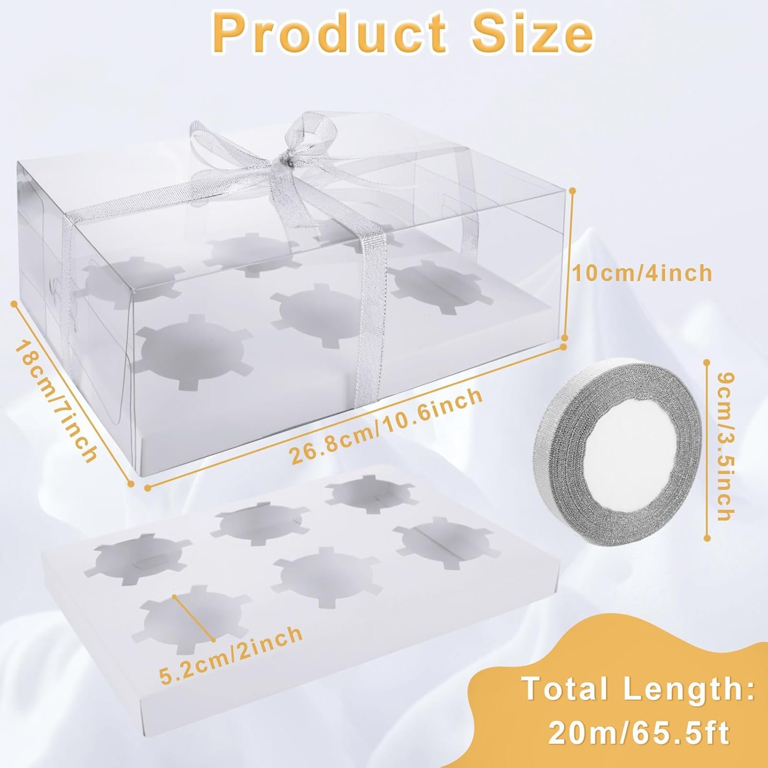 Wholesale 20-Pack Clear 6-Count Cupcake Containers with Gift Ribbon Plastic Holders for Parties Baking Weddings Transport Factory