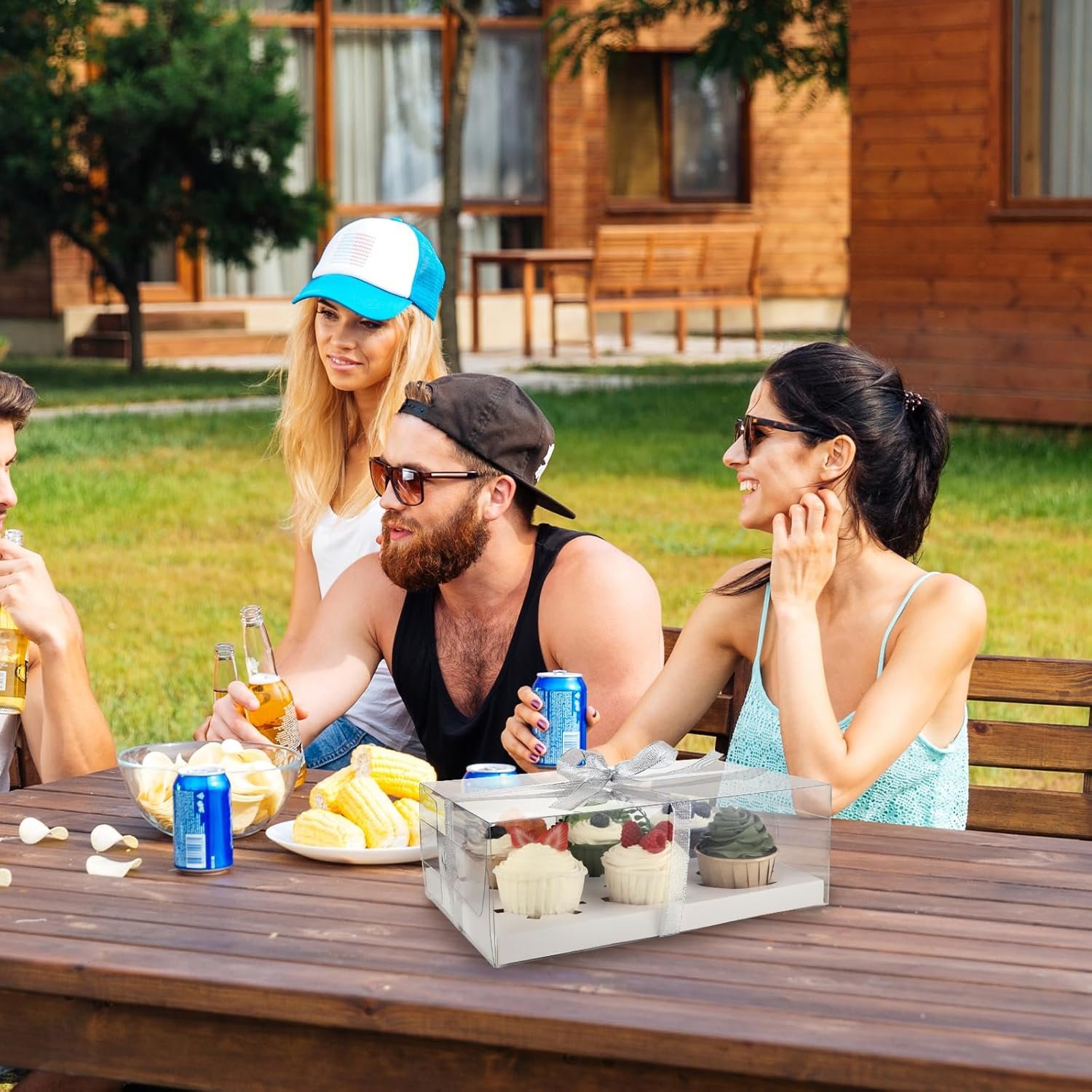 Wholesale 20-Pack Clear 6-Count Cupcake Containers with Gift Ribbon Plastic Holders for Parties Baking Weddings Transport Factory