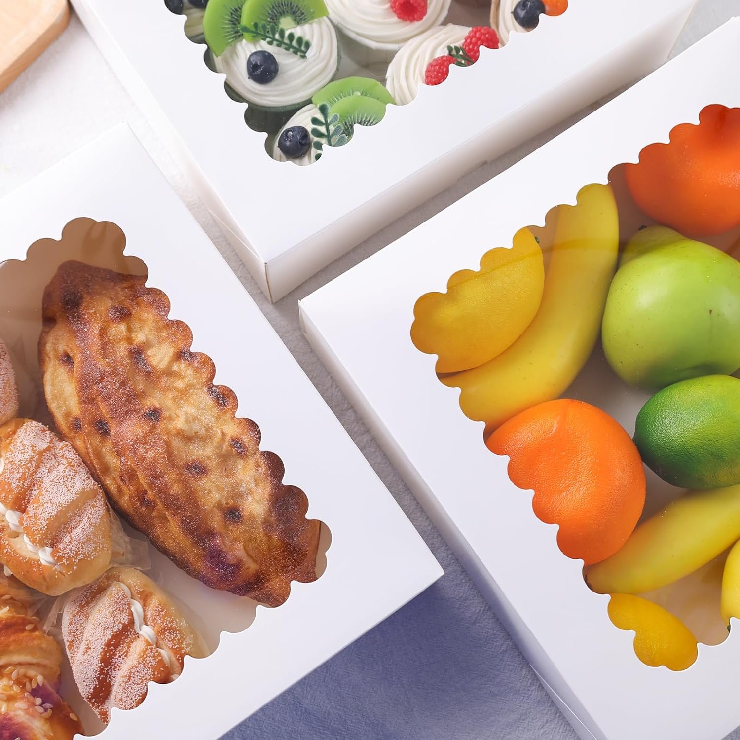 Wholesale 7-Pack 10x10x2.5 Inch Cupcake Boxes with Windows and Inserts for Muffins Strawberries Pastries Bakery Carrier Factory