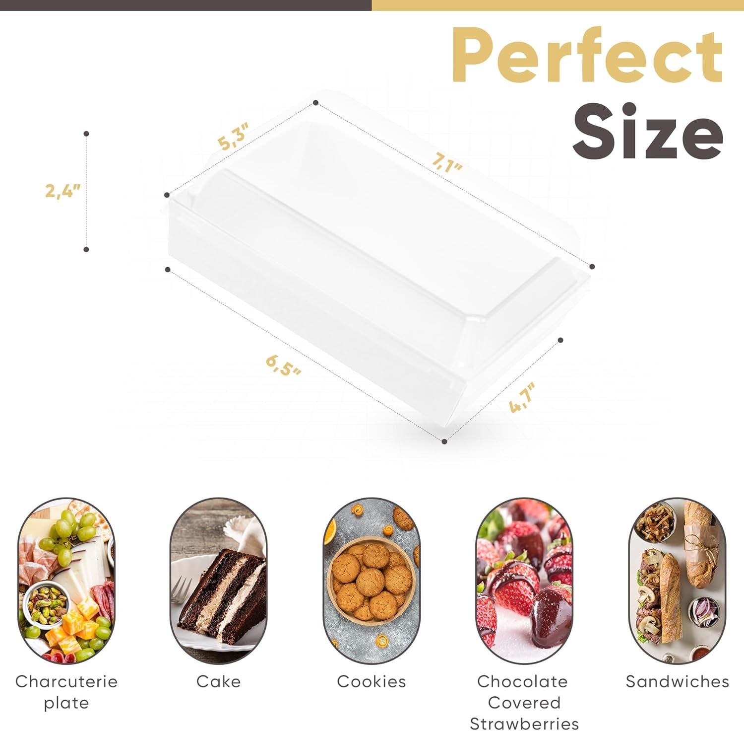 Wholesale 25-Pack 7x5-Inch Charcuterie Boxes with Clear Lids Disposable Paper Containers for Individual To-Go Boards Desserts Cookies Food Accessories White Factory