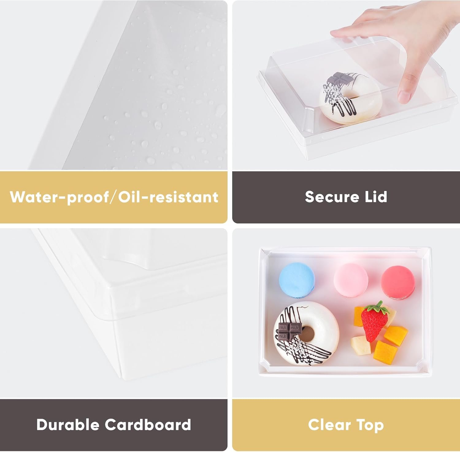Wholesale 25-Pack 7x5-Inch Charcuterie Boxes with Clear Lids Disposable Paper Containers for Individual To-Go Boards Desserts Cookies Food Accessories White Factory