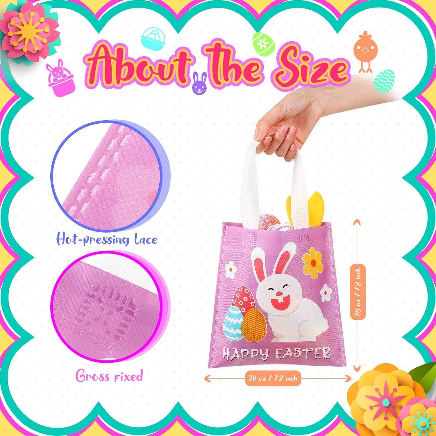 Wholesale 100 Pcs Easter Mini Gift Tote Bags with Handles for Small Baskets Bunny Non Woven Kraft Treat Goodie Eggs Party Favors Egg Hunt Factory