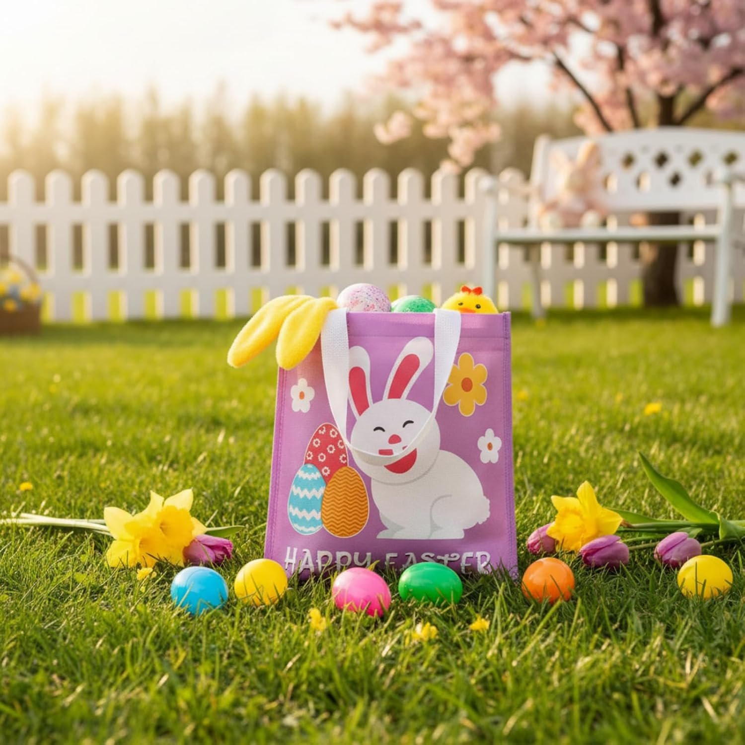 Wholesale 100 Pcs Easter Mini Gift Tote Bags with Handles for Small Baskets Bunny Non Woven Kraft Treat Goodie Eggs Party Favors Egg Hunt Factory