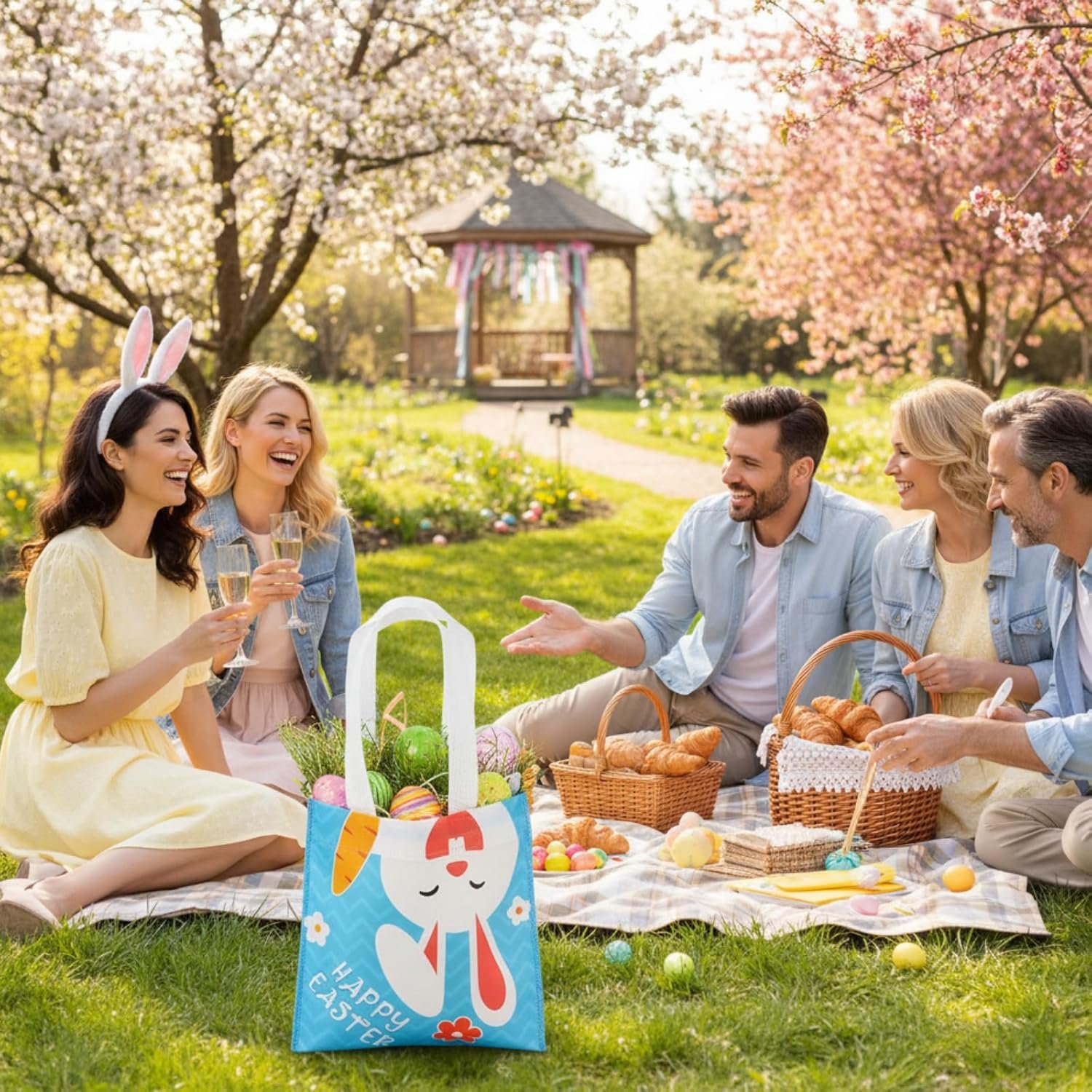 Wholesale 100 Pcs Easter Mini Gift Tote Bags with Handles for Small Baskets Bunny Non Woven Kraft Treat Goodie Eggs Party Favors Egg Hunt Factory