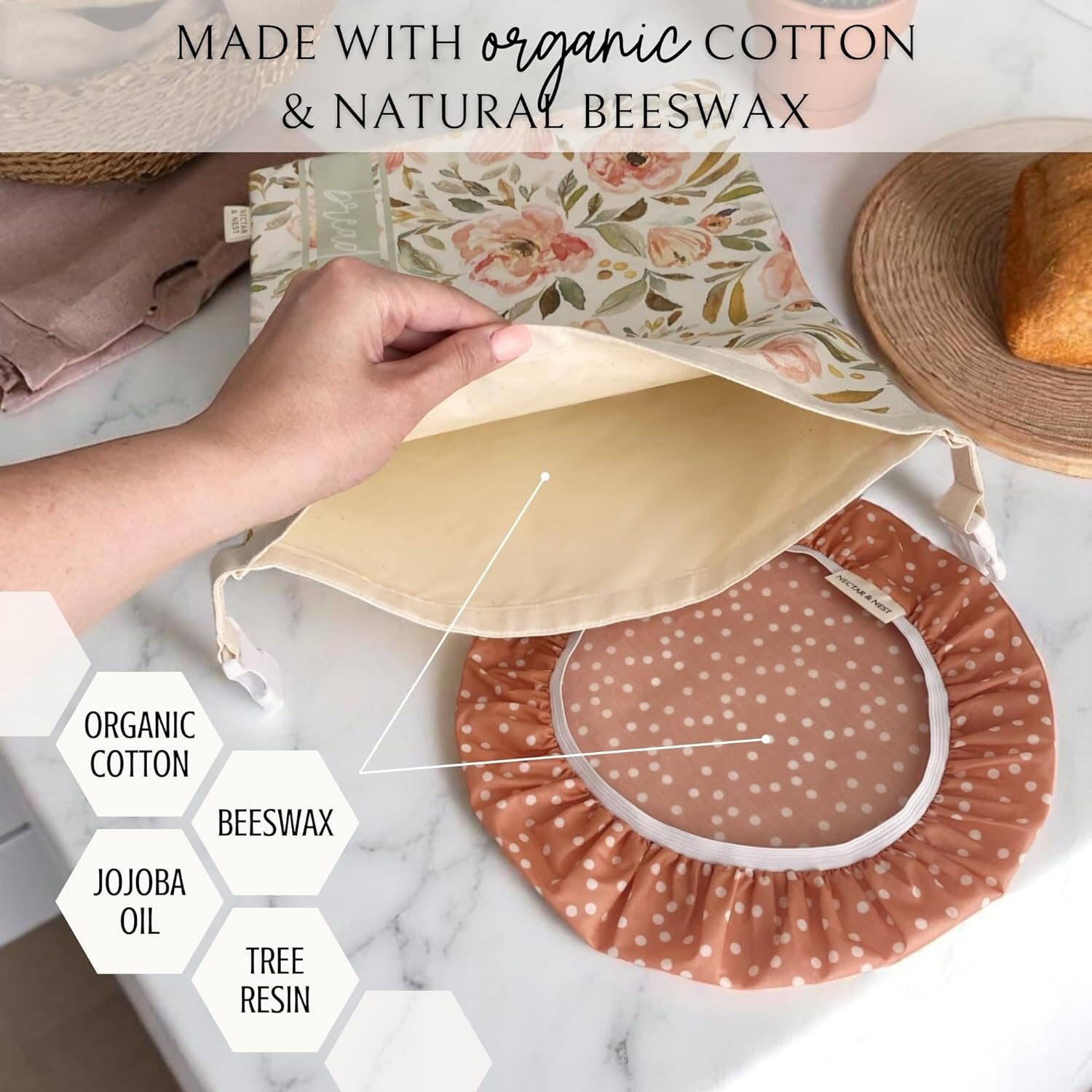 OEM Reusable Beeswax Bread Bags Set for Homemade Sourdough Organic Cotton Bowl Covers Factory