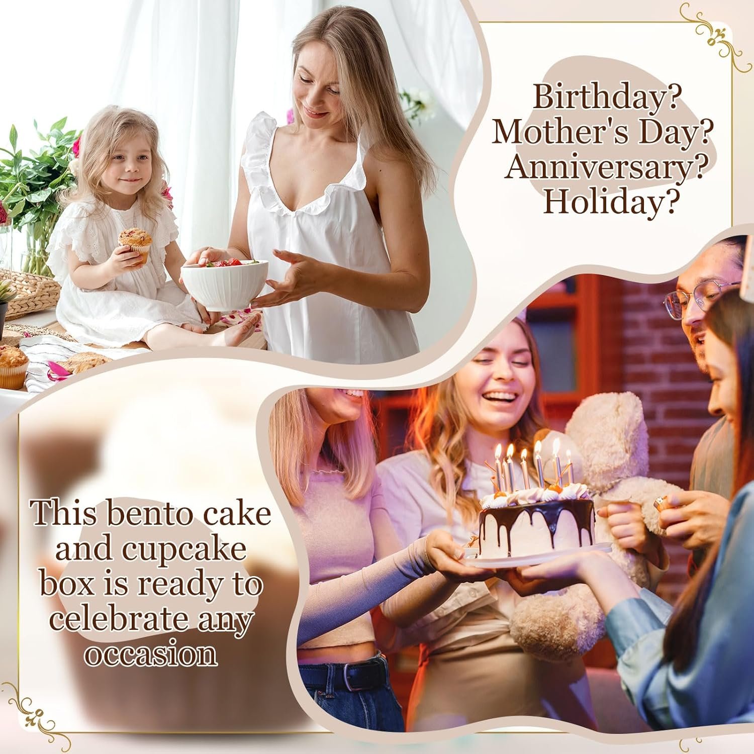 Wholesale 2-Pack Clear Bento Cake Boxes Combo Fits 1 Mini Cake 5 Cupcakes for Valentine Wedding Birthday Donut Muffin Bakery Treats White Factory