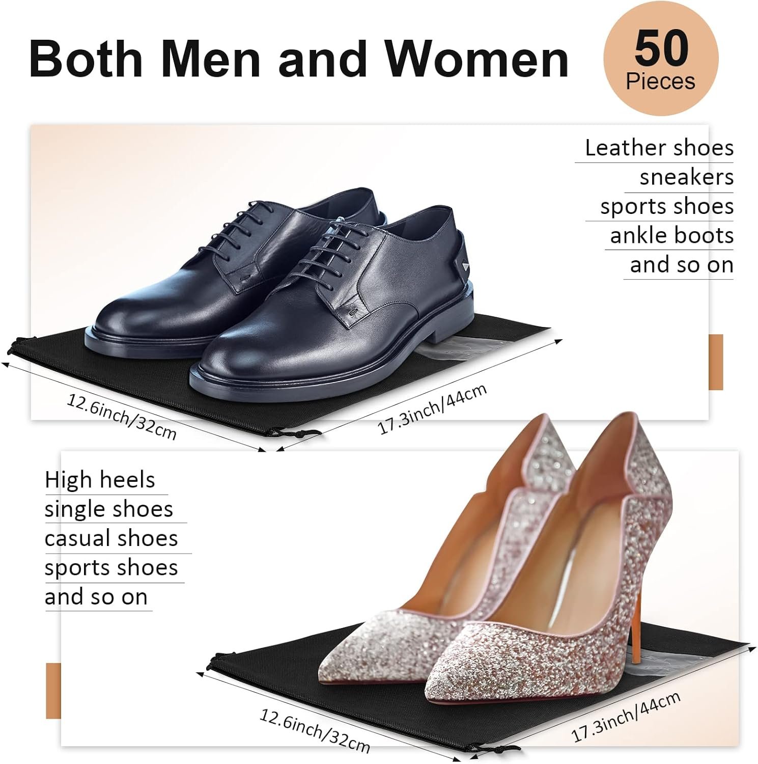 Wholesale 50 Pieces Large Shoe Dust Bags for Travel and Storage Non-Woven with Rope for Men and Women Packing Pouch Organizers Factory Wholesale 50 Pieces Large Shoe Dust Bags for Travel and Storage Non-Woven with Rope for Men and Women Packing Pouch Organizers Factory