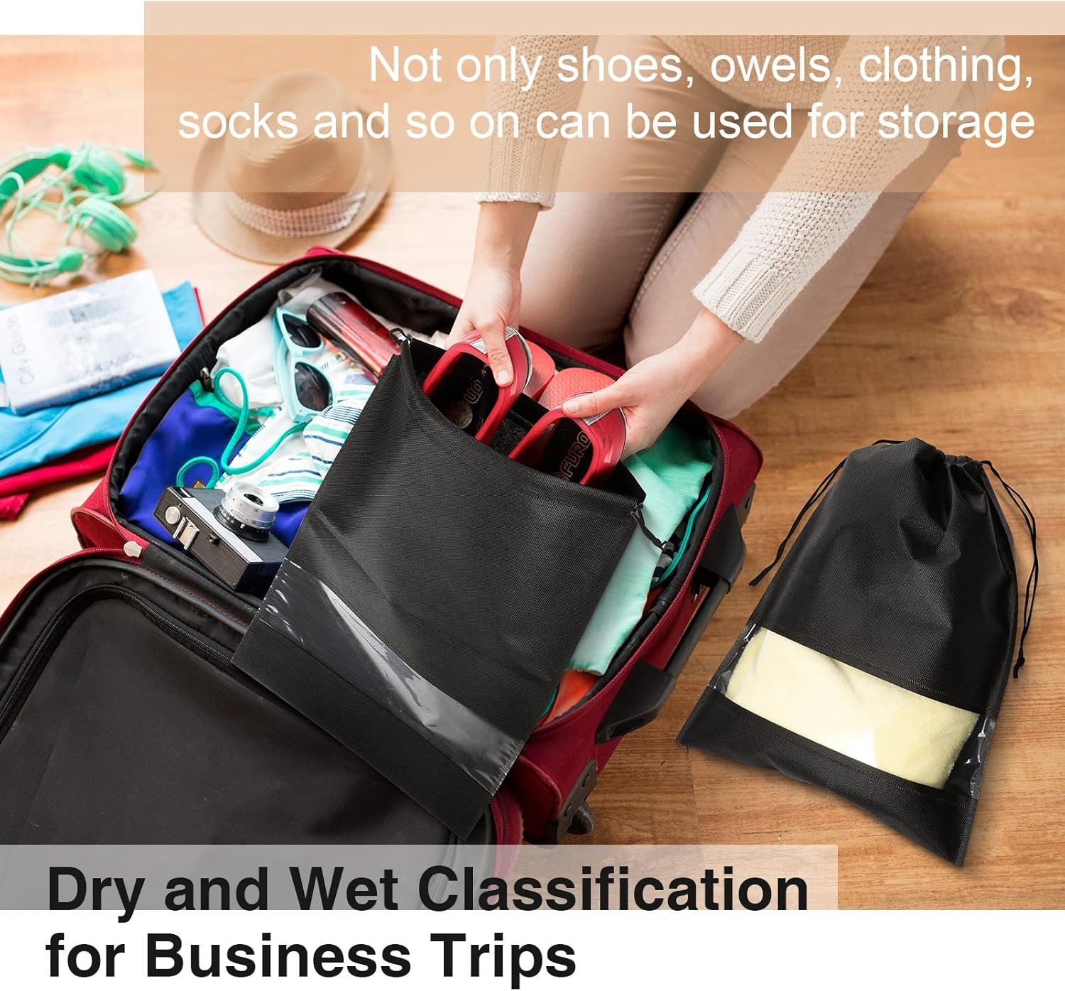 Wholesale 50 Pieces Large Shoe Dust Bags for Travel and Storage Non-Woven with Rope for Men and Women Packing Pouch Organizers Factory Wholesale 50 Pieces Large Shoe Dust Bags for Travel and Storage Non-Woven with Rope for Men and Women Packing Pouch Organizers Factory