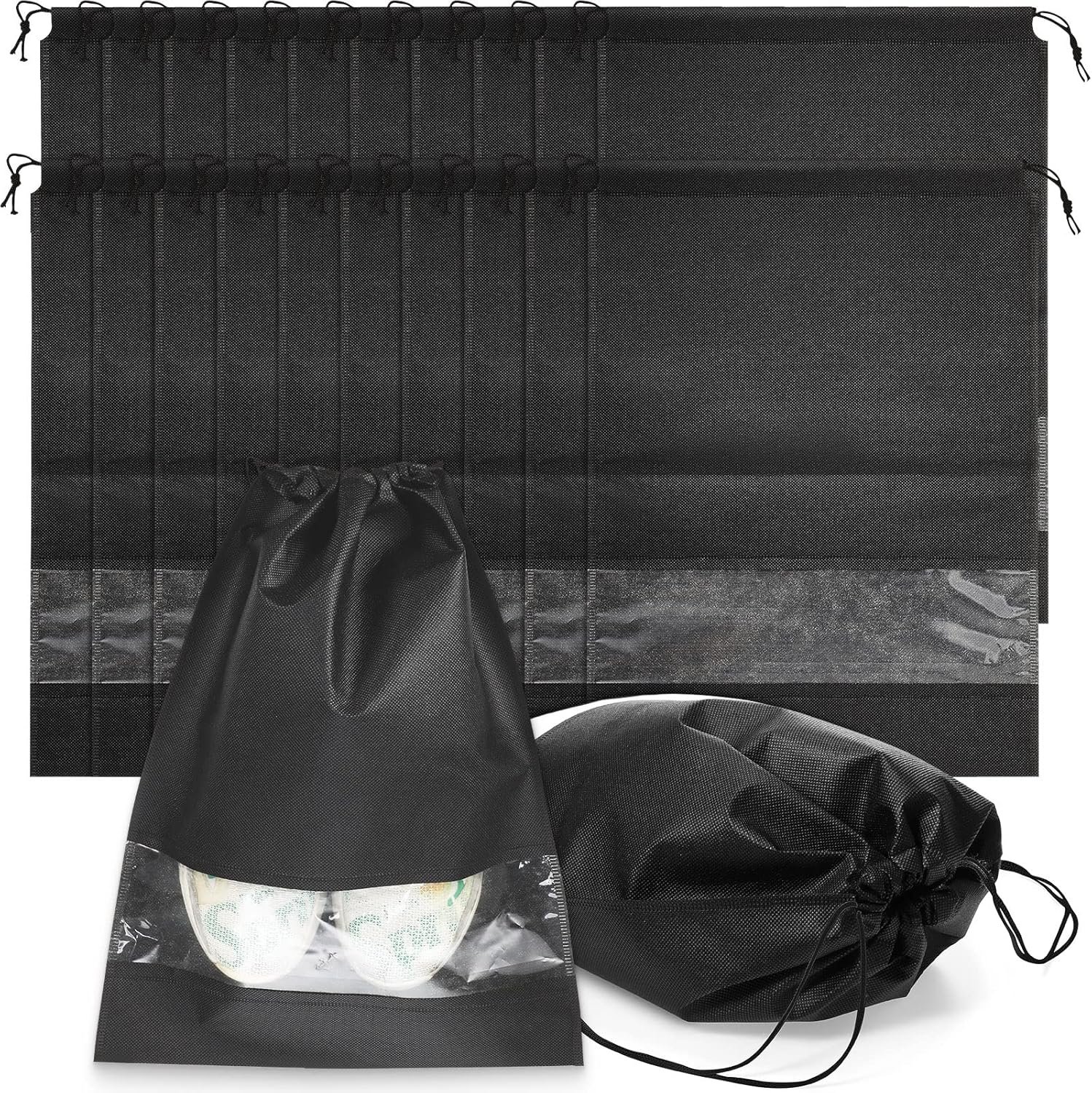 50 Pieces Shoe Dust Bags Shoe Bags for Travel Shoe Bags for Storage Shoe Storage Bag Non-Woven with Rope for Men and Women Large Shoes Storage Packing Pouch Organizers