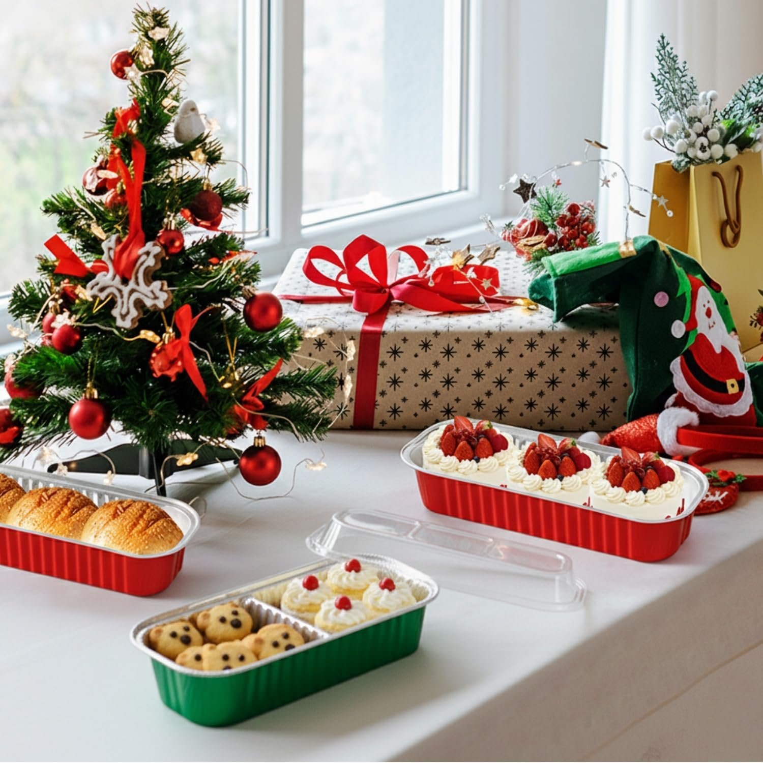 Wholesale 30 Pack 6.8oz Christmas Green Disposable Rectangular Aluminum Foil Mini Loaf Pans with Lids for Baking Mini Cakes Loaves and St. Patrick's Day Parties Factory Wholesale 30 Pack 6.8oz Christmas Green Disposable Rectangular Aluminum Foil Mini Loaf Pans with Lids for Baking Mini Cakes Loaves and St. Patrick's Day Parties Factory