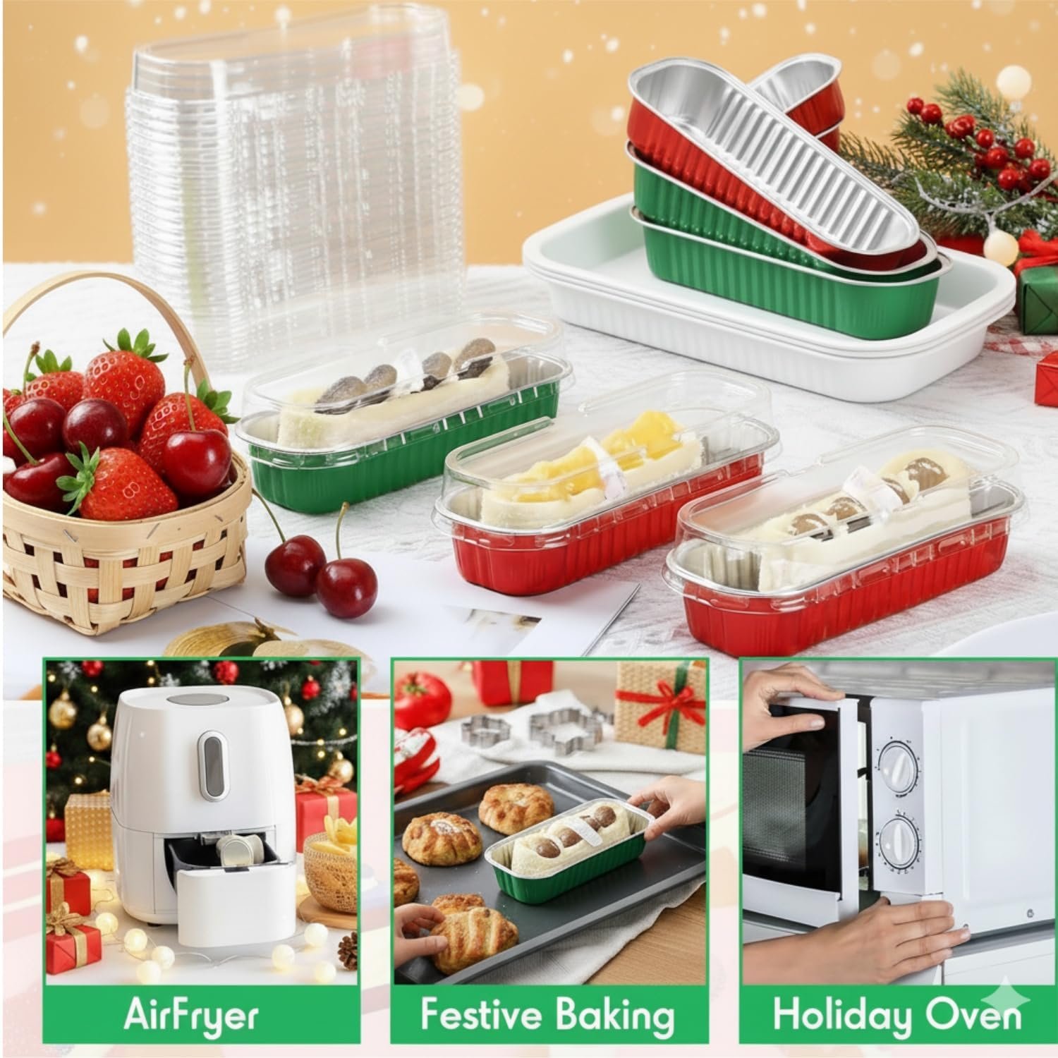 Wholesale 30 Pack 6.8oz Christmas Green Disposable Rectangular Aluminum Foil Mini Loaf Pans with Lids for Baking Mini Cakes Loaves and St. Patrick's Day Parties Factory Wholesale 30 Pack 6.8oz Christmas Green Disposable Rectangular Aluminum Foil Mini Loaf Pans with Lids for Baking Mini Cakes Loaves and St. Patrick's Day Parties Factory