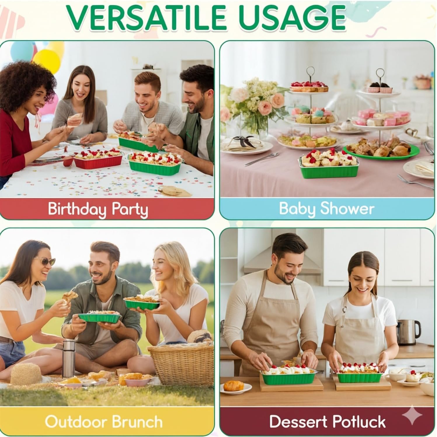 Wholesale 30 Pack 6.8oz Christmas Green Disposable Rectangular Aluminum Foil Mini Loaf Pans with Lids for Baking Mini Cakes Loaves and St. Patrick's Day Parties Factory Wholesale 30 Pack 6.8oz Christmas Green Disposable Rectangular Aluminum Foil Mini Loaf Pans with Lids for Baking Mini Cakes Loaves and St. Patrick's Day Parties Factory