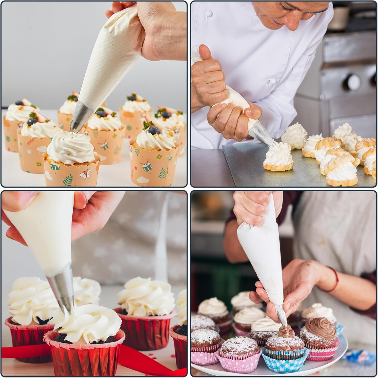 Wholesale 100 Pack 10 Inch Disposable Anti-Burst Piping Bags for Cake Frosting Macarons Dessert Decorating Cookies Baking Cupcakes (Clear) Factory