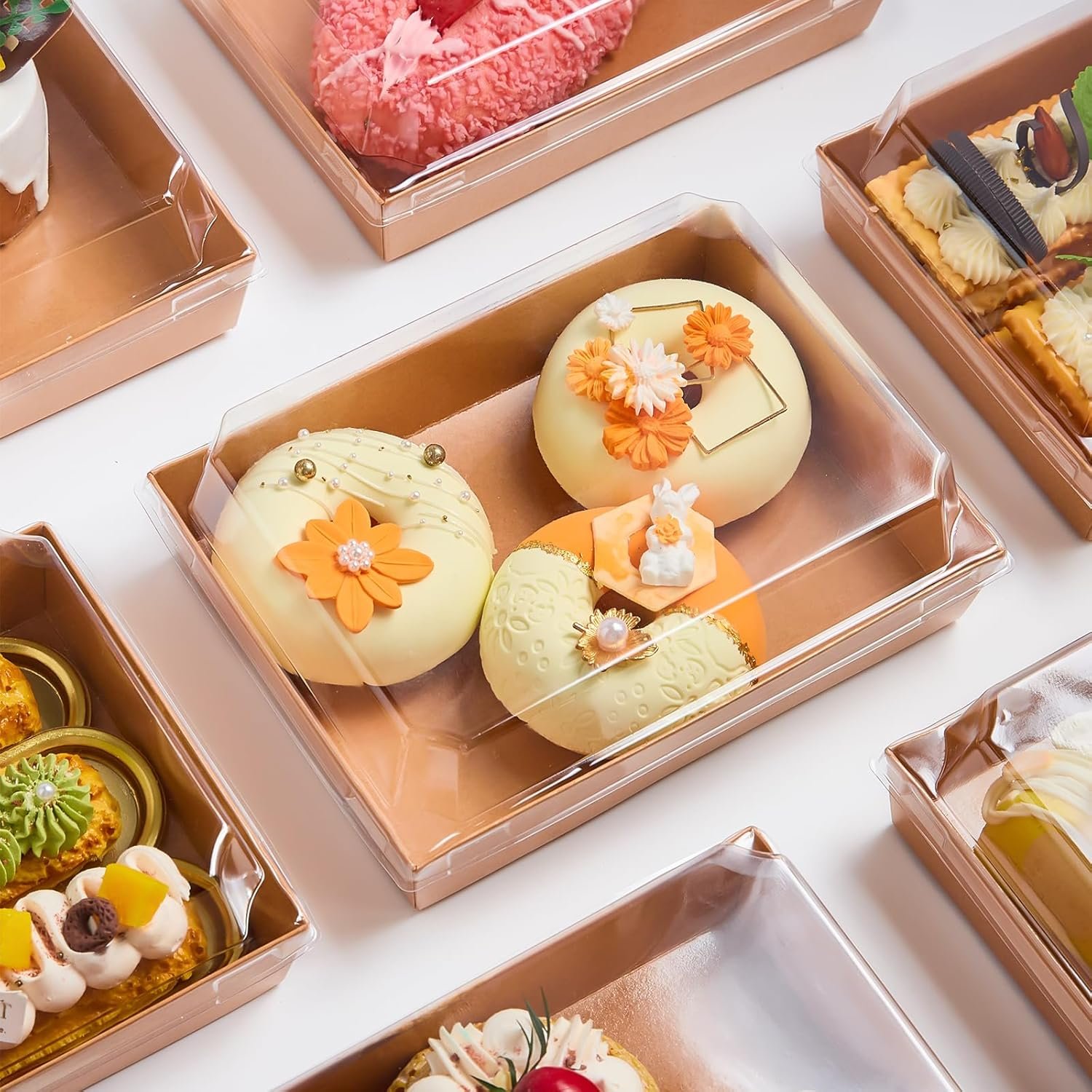 Wholesale 7 x 5 Inch Large Charcuterie Boxes with Clear Lids 25 Pack Disposable Bakery Dessert Containers for Pastries Chocolate Strawberries Sandwiches Cookies Brown Factory