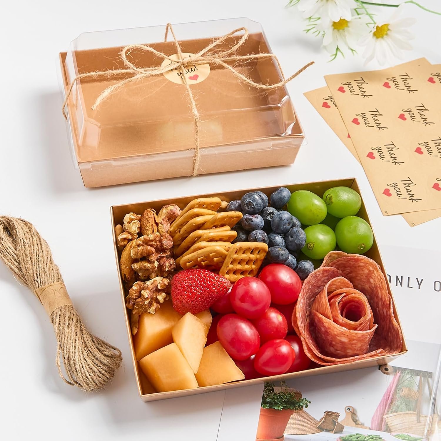 Wholesale 7 x 5 Inch Large Charcuterie Boxes with Clear Lids 25 Pack Disposable Bakery Dessert Containers for Pastries Chocolate Strawberries Sandwiches Cookies Brown Factory