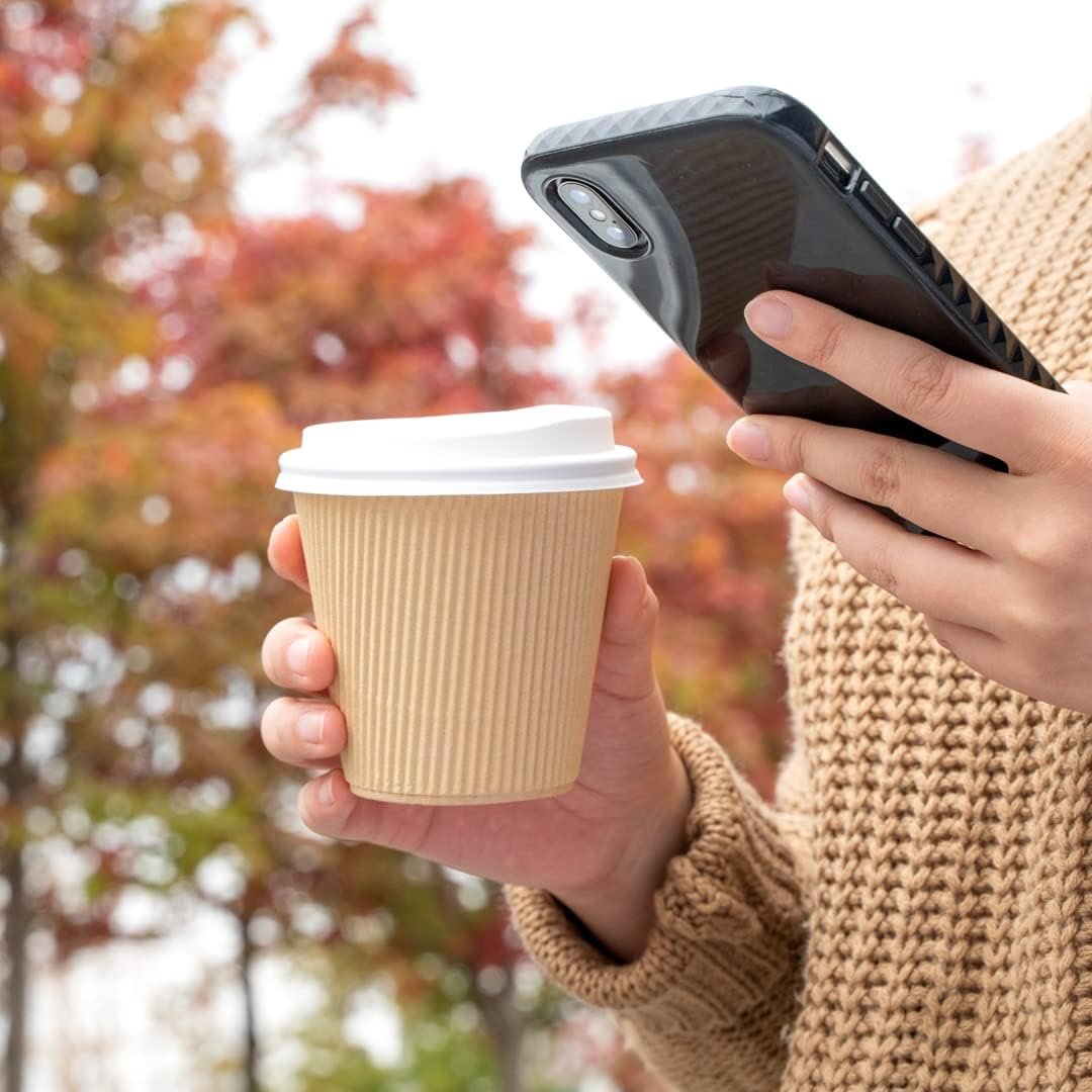 Wholesale 8-Ounce Ripple Wall Insulated Kraft Coffee Cups 25 Count Rolled Rim Spill-Resistant Non-Slip Disposable for Beverages Factory