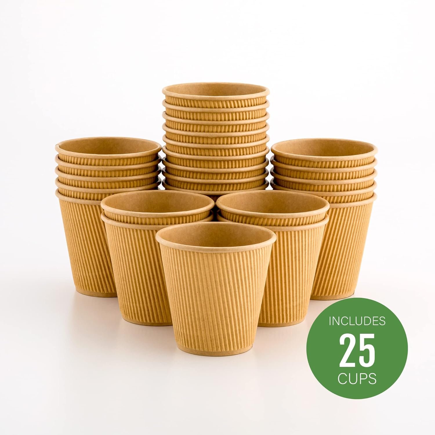 Wholesale 8-Ounce Ripple Wall Insulated Kraft Coffee Cups 25 Count Rolled Rim Spill-Resistant Non-Slip Disposable for Beverages Factory
