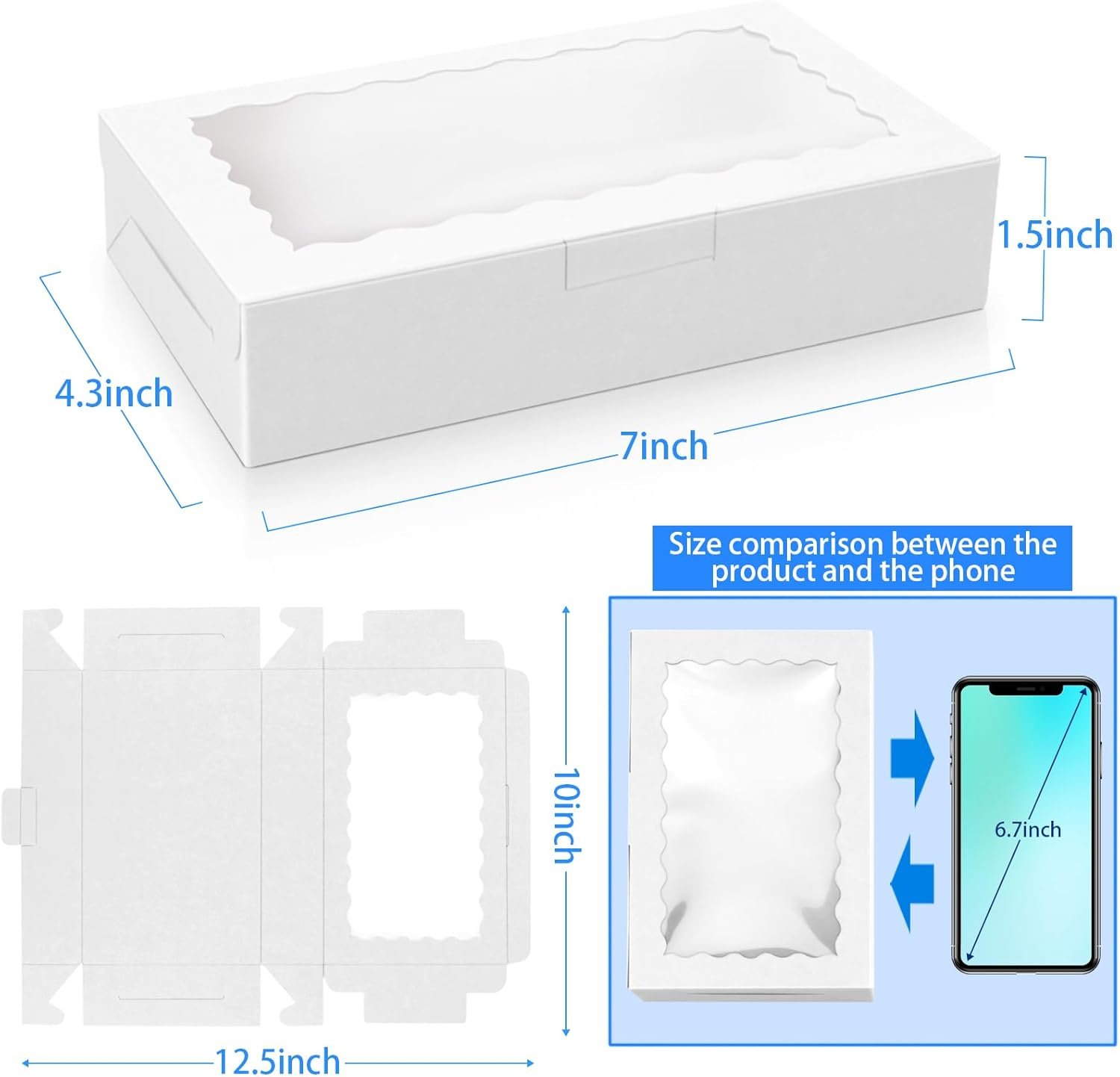 Wholesale 30 Pack White Kraft Cookie Boxes with Clear Window Premium Small Paper Containers for Dessert Pastry Candy Packaging Weddings Parties Christmas Birthdays Baby Showers 7 x 4 3/8 x 1 1/2 Inches Factory