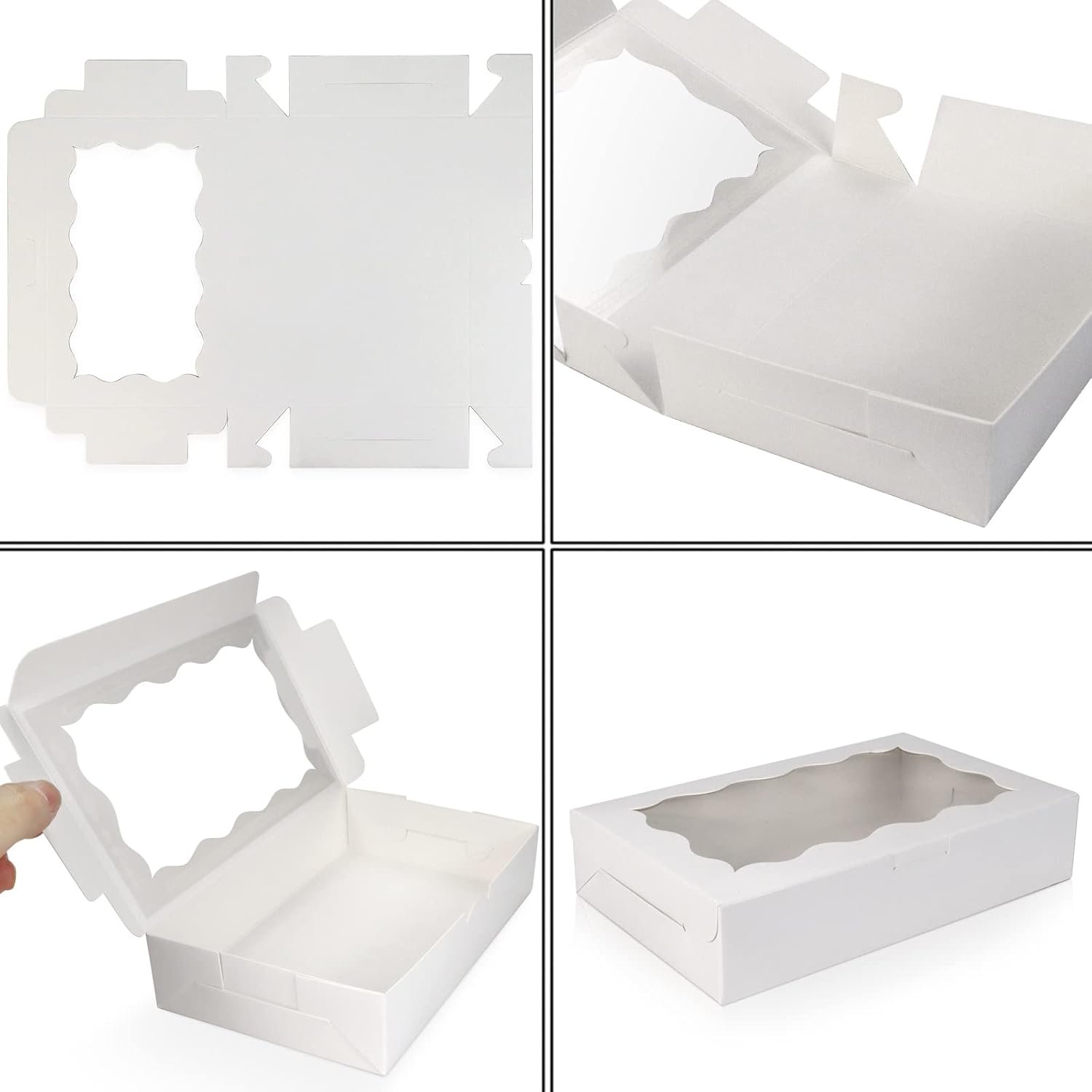 Wholesale 30 Pack White Kraft Cookie Boxes with Clear Window Premium Small Paper Containers for Dessert Pastry Candy Packaging Weddings Parties Christmas Birthdays Baby Showers 7 x 4 3/8 x 1 1/2 Inches Factory