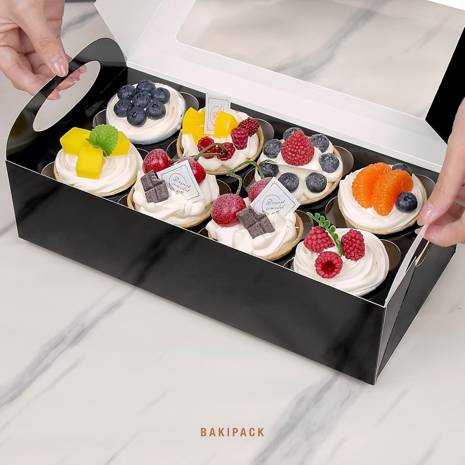Wholesale 15-Pack Black 8-Count Cupcake Boxes with Window Inserts for Cupcakes Muffins Cookies Mother's Day Containers Factory Wholesale 15-Pack Black 8-Count Cupcake Boxes with Window Inserts for Cupcakes Muffins Cookies Mother's Day Containers Factory
