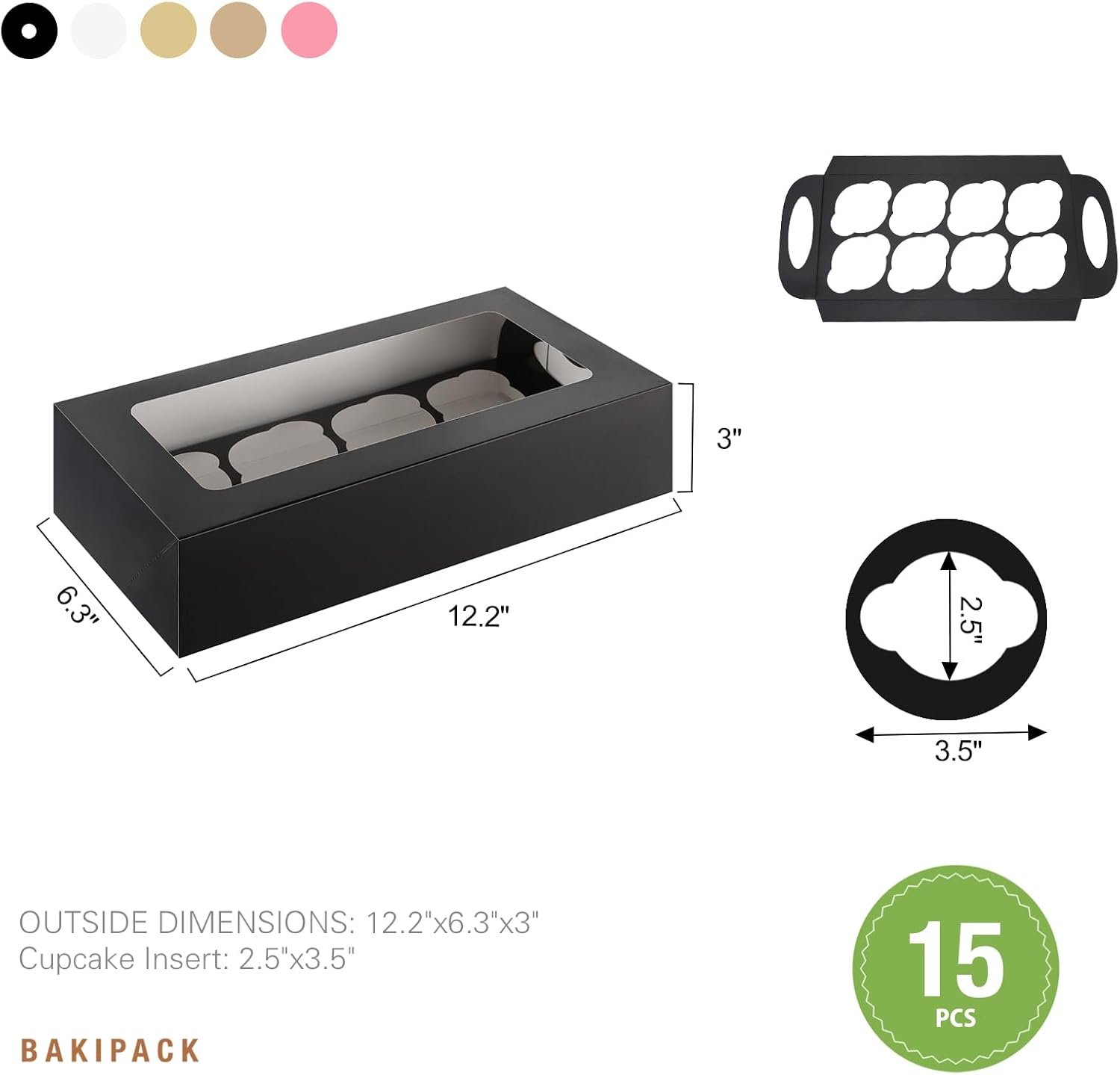 Wholesale 15-Pack Black 8-Count Cupcake Boxes with Window Inserts for Cupcakes Muffins Cookies Mother's Day Containers Factory Wholesale 15-Pack Black 8-Count Cupcake Boxes with Window Inserts for Cupcakes Muffins Cookies Mother's Day Containers Factory