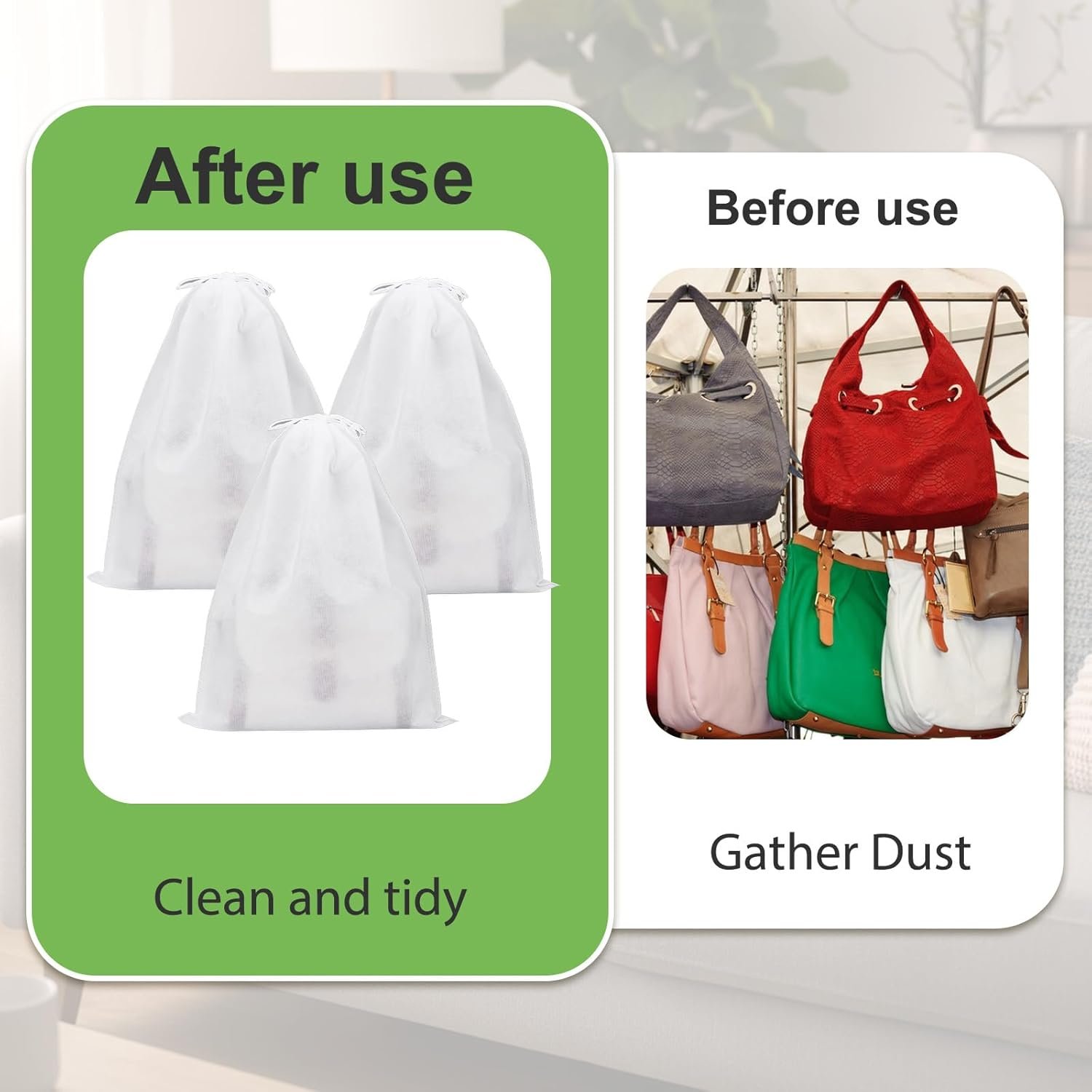 Wholesale 5 Pcs Breathable Non-Woven Drawstring Dust Bags for Handbags Purses Shoes Travel Luggage Organizer Storage White 19x15 In Factory