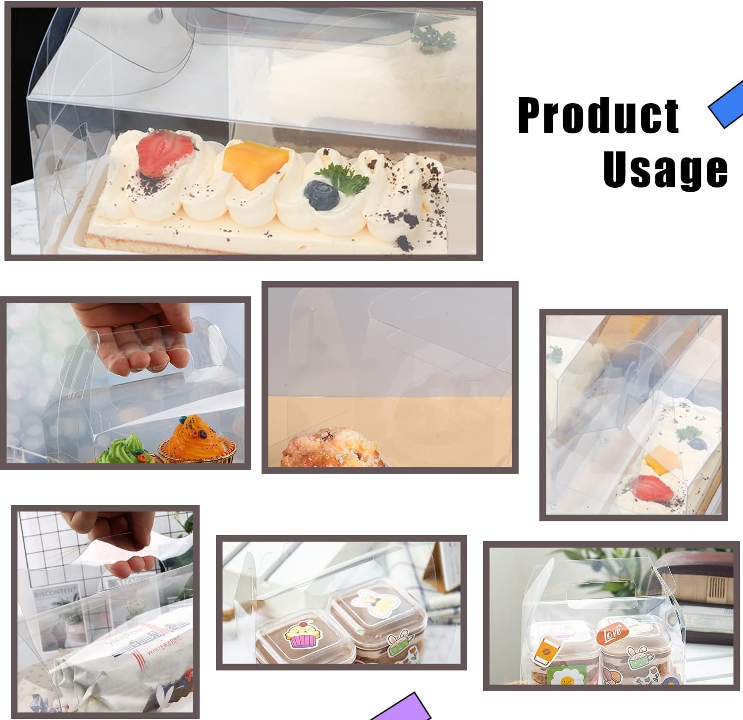 Wholesale 15 Pack Clear Gable Bakery Gift Boxes with Cardboard for Candy Treats Party Pastry Desserts Cookies Birthdays Holidays Christmas Valentines Baby Showers 6.3