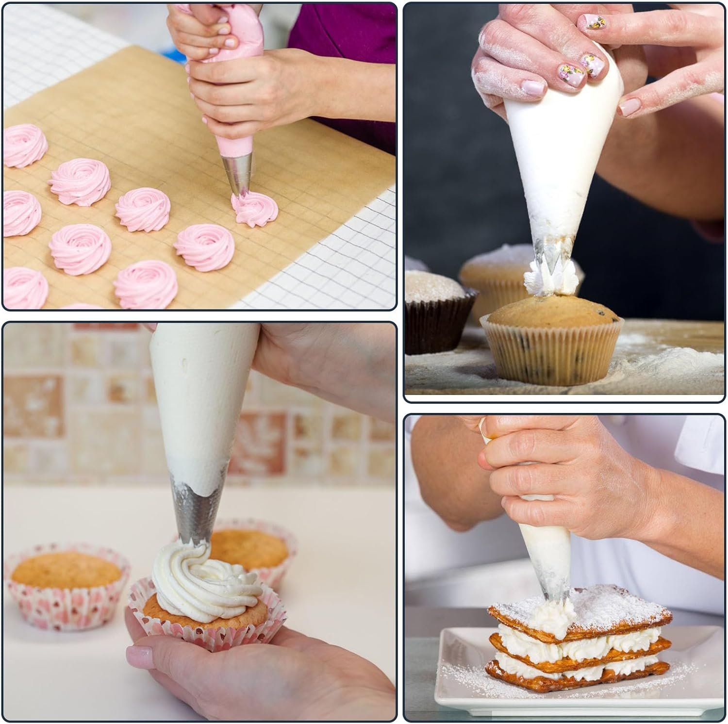 Wholesale 200 Pcs 8 Inch Disposable Mini Piping Bags Pastry Crimpers for Cake Macarons Dessert Decorations Cookies Baking Cupcakes Clear Factory