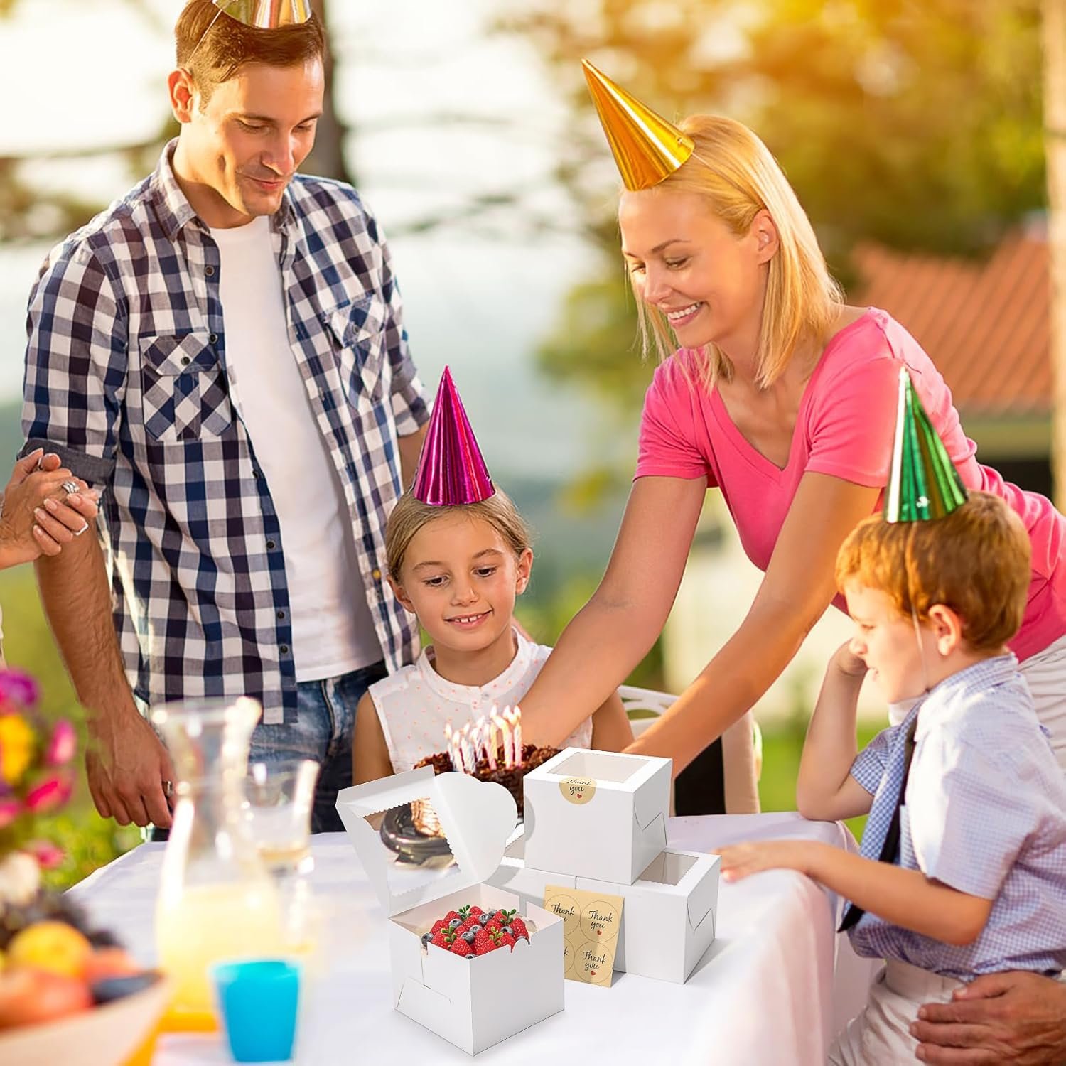 Wholesale 4pcs 6x6x5 Inch Cake Boxes with Sticks Boards for Cookies Small Cakes Mini Desserts Bento Bakery Cupcakes Birthdays Parties Weddings Holidays Factory