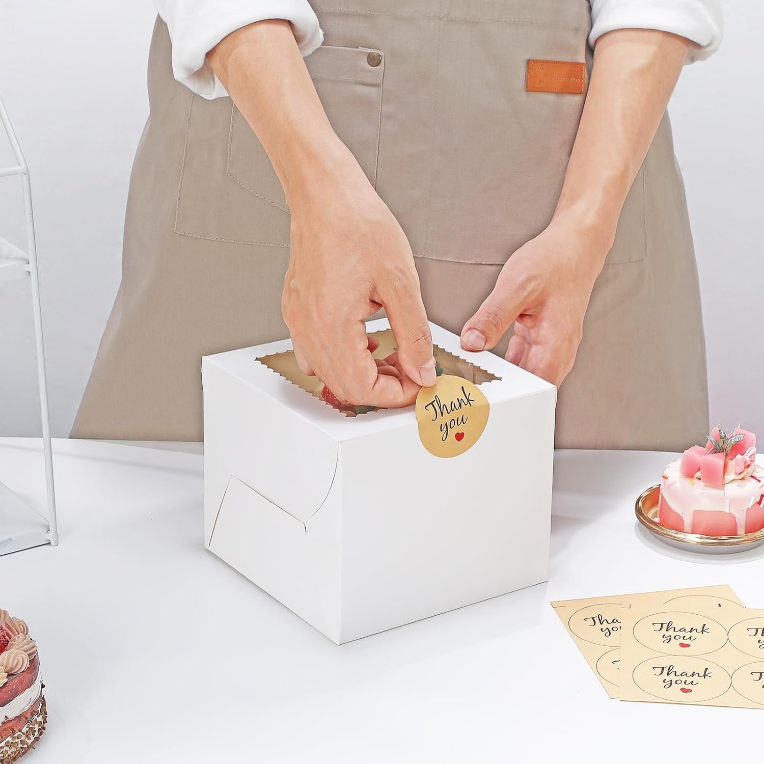 Wholesale 4pcs 6x6x5 Inch Cake Boxes with Sticks Boards for Cookies Small Cakes Mini Desserts Bento Bakery Cupcakes Birthdays Parties Weddings Holidays Factory