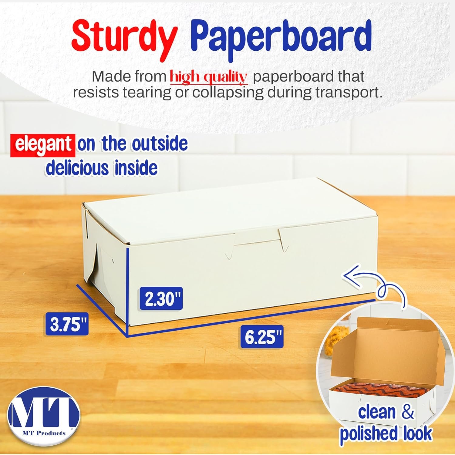 Wholesale White Eclair Donut Boxes 6.25 x 3.75 x 2.20 Inches Disposable Bakery No-Window Pack of 30 Factory