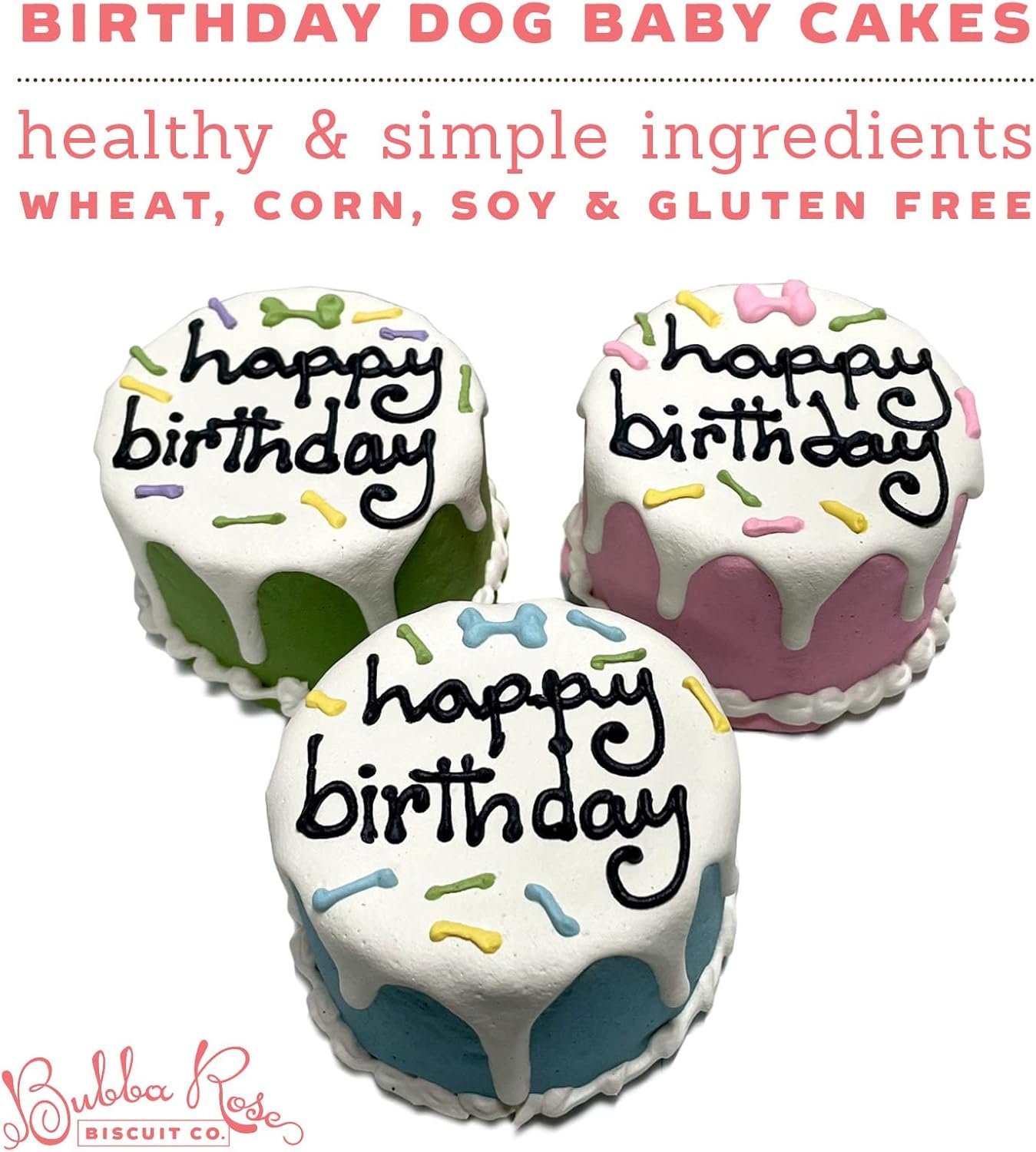 Wholesale Pink Dog Birthday Baby Cake Crunchy Biscuit Pet Treat Natural Gourmet 3 Inch Diameter 1 Count Factory