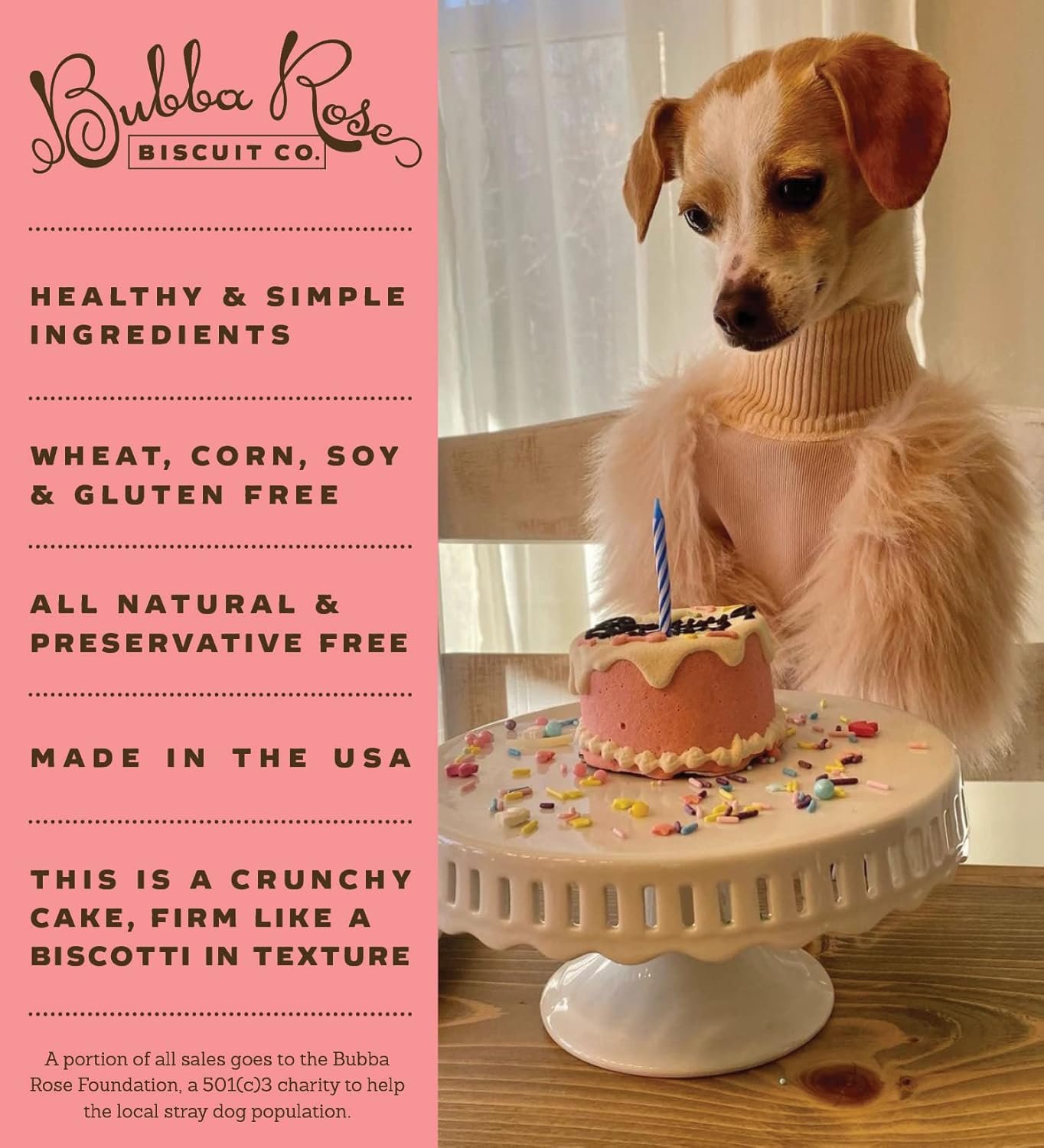 Wholesale Pink Dog Birthday Baby Cake Crunchy Biscuit Pet Treat Natural Gourmet 3 Inch Diameter 1 Count Factory