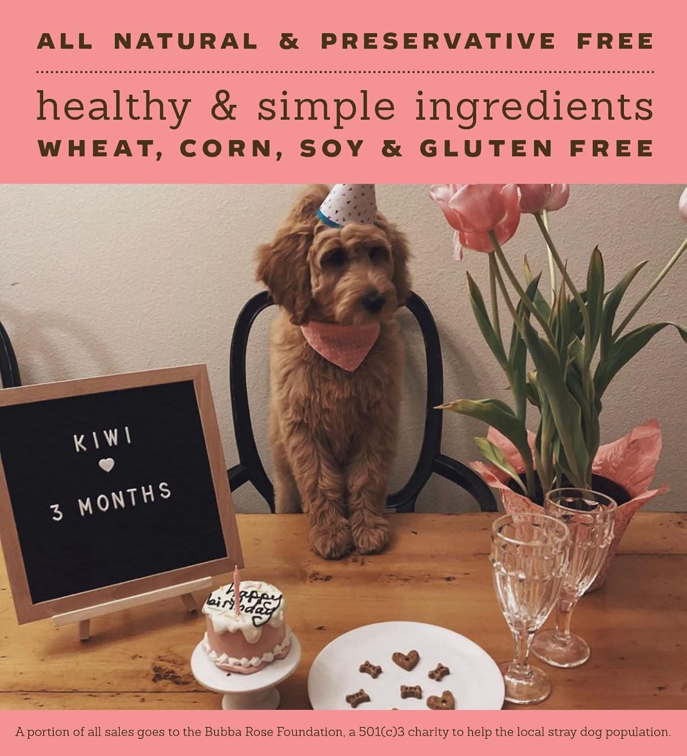 Wholesale Pink Dog Birthday Baby Cake Crunchy Biscuit Pet Treat Natural Gourmet 3 Inch Diameter 1 Count Factory