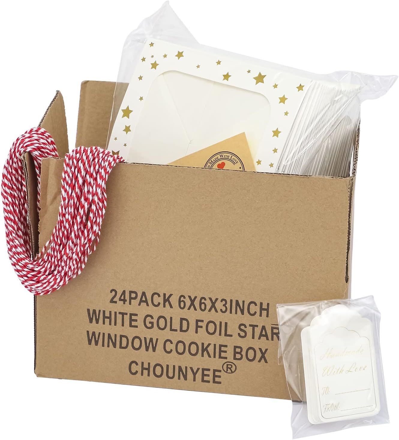 Wholesale 24 Pack 6x6x3 Inch Christmas Cookie Boxes Gold Foil Star White Bakery with Window for Gift Giving Mini Cake Pastry Dessert Cupcakes Candy Donut Packaging Factory Wholesale 24 Pack 6x6x3 Inch Christmas Cookie Boxes Gold Foil Star White Bakery with Window for Gift Giving Mini Cake Pastry Dessert Cupcakes Candy Donut Packaging Factory