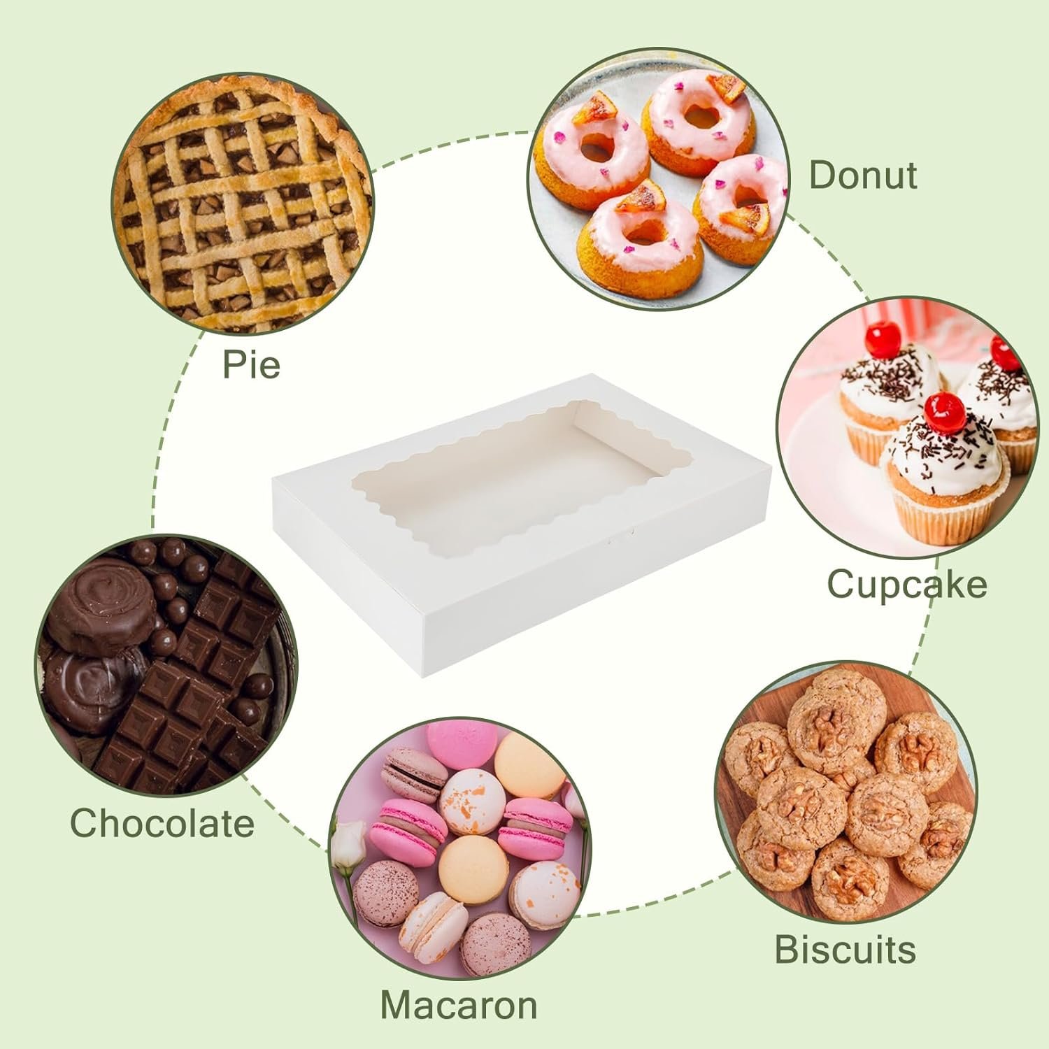 Wholesale 20-Pack 16x11x2.5-Inch White Bakery Boxes with Window Auto-Popup Design for Cookies Pies Cakes Muffins Pastries Factory