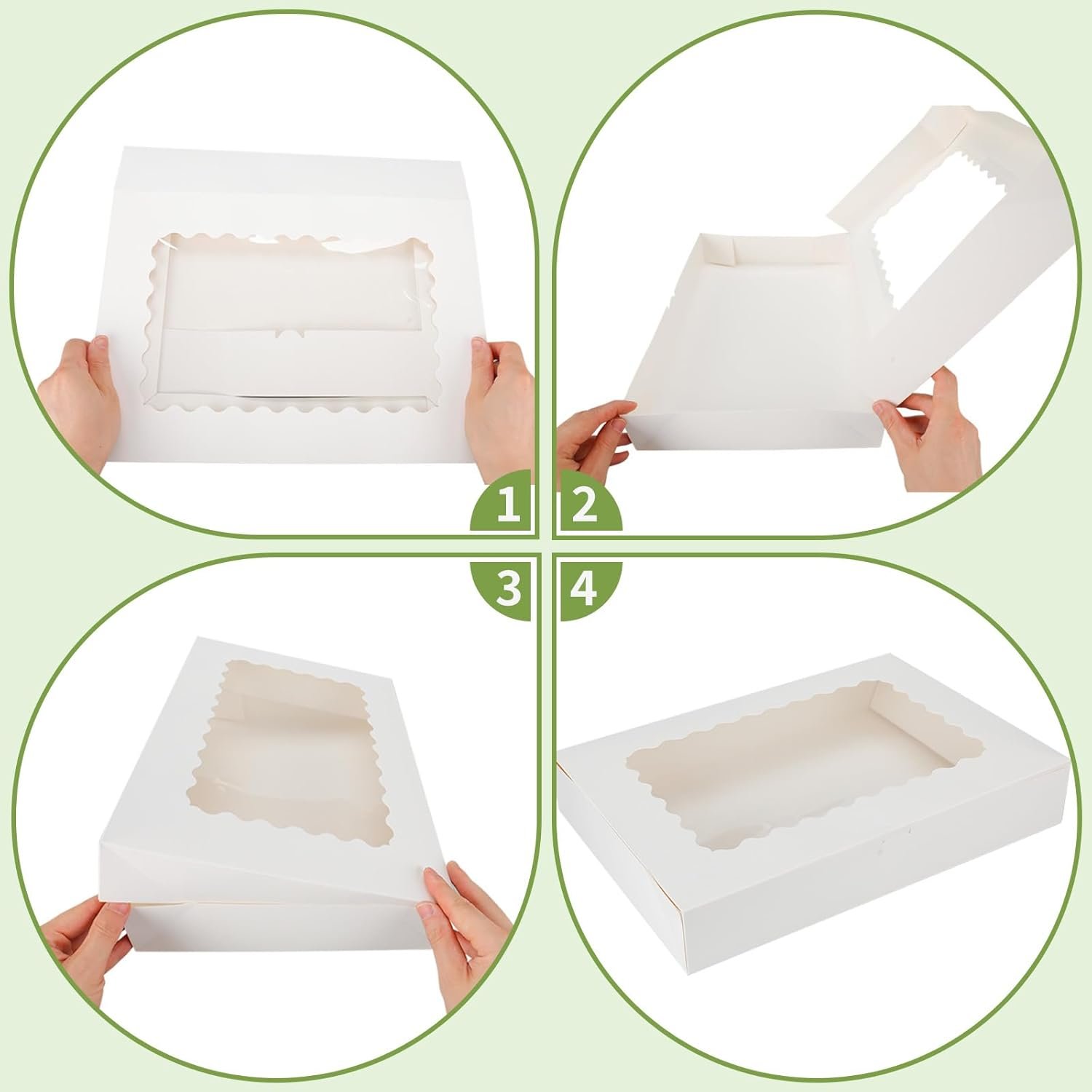 Wholesale 20-Pack 16x11x2.5-Inch White Bakery Boxes with Window Auto-Popup Design for Cookies Pies Cakes Muffins Pastries Factory