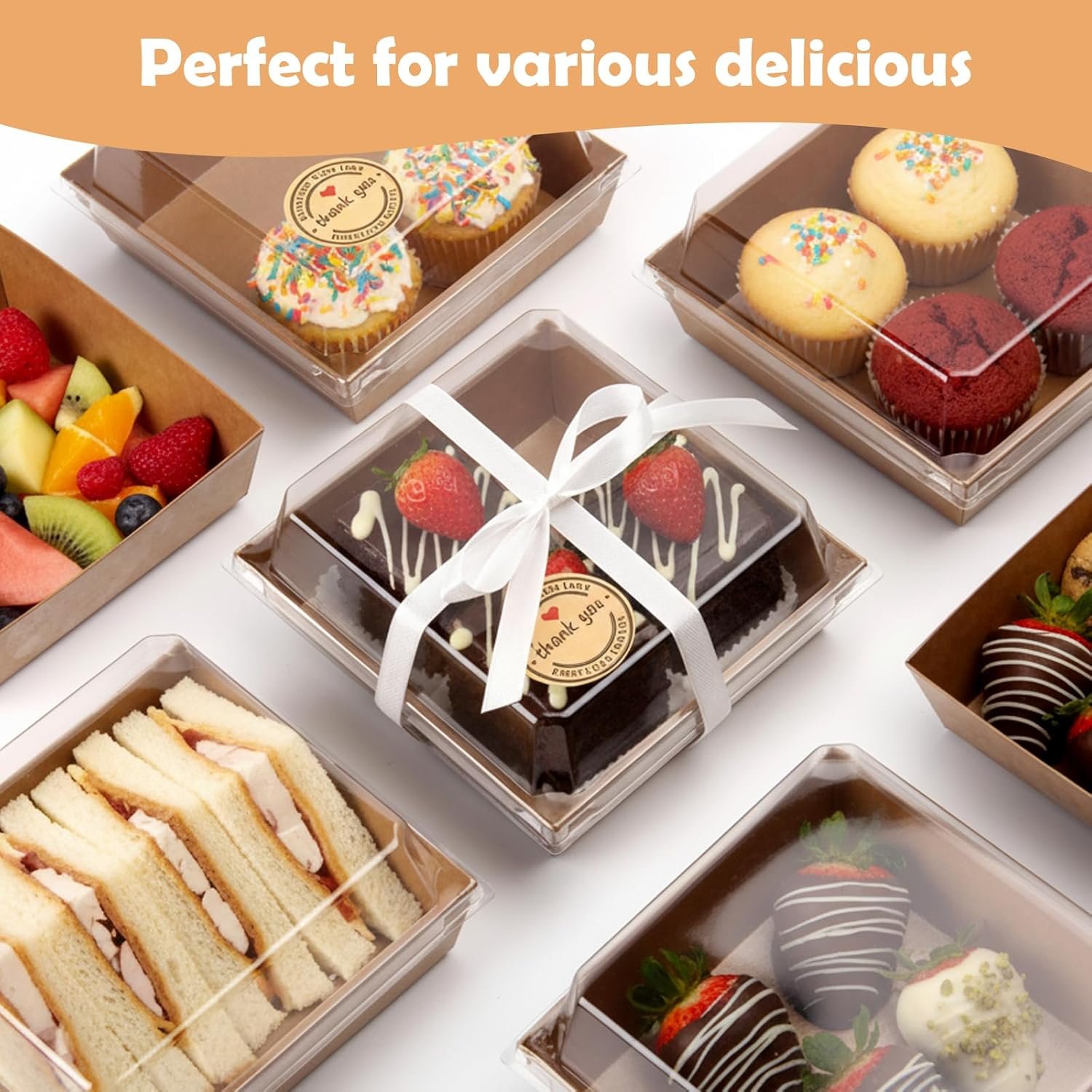 Wholesale 120Pcs 5 Inch Small Charcuterie Boxes with Clear Lids Disposable Paper Mini Containers for Bakery Desserts To-Go Sandwiches Cookies Sushi Cake Slices Strawberries Brown Factory Wholesale 120Pcs 5 Inch Small Charcuterie Boxes with Clear Lids Disposable Paper Mini Containers for Bakery Desserts To-Go Sandwiches Cookies Sushi Cake Slices Strawberries Brown Factory