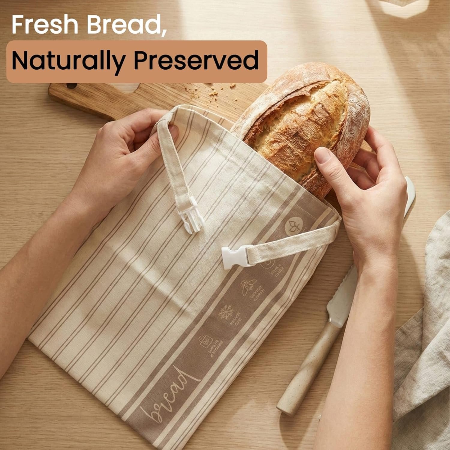 OEM 2 Pack XL Reusable Beeswax Bread Bags 13” x 17” Natural Cotton for Sourdough Homemade Eco-Friendly Freezer-Safe Breathable Food Design Keeps Fresh Longer Factory
