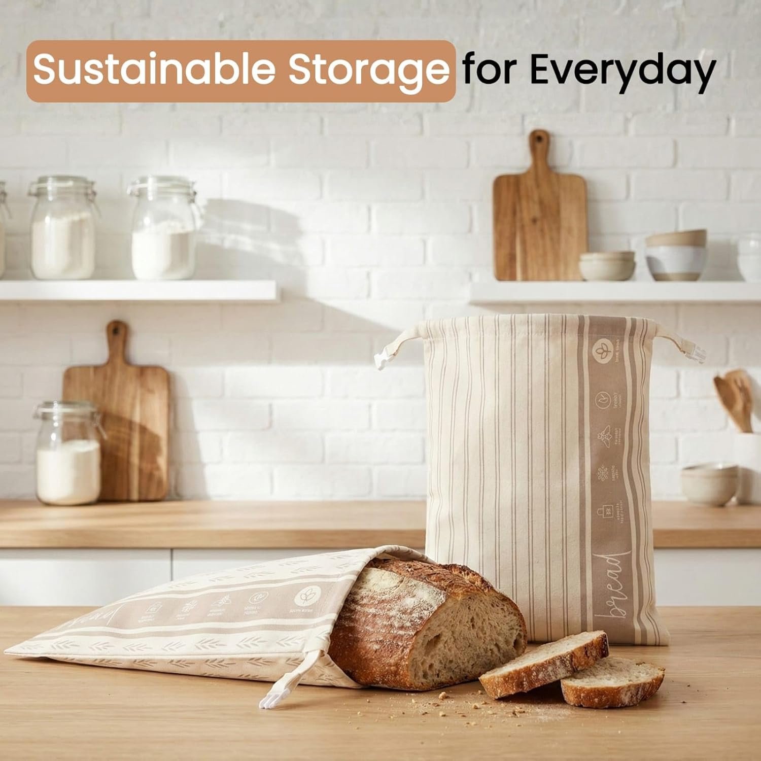 OEM 2 Pack XL Reusable Beeswax Bread Bags 13” x 17” Natural Cotton for Sourdough Homemade Eco-Friendly Freezer-Safe Breathable Food Design Keeps Fresh Longer Factory