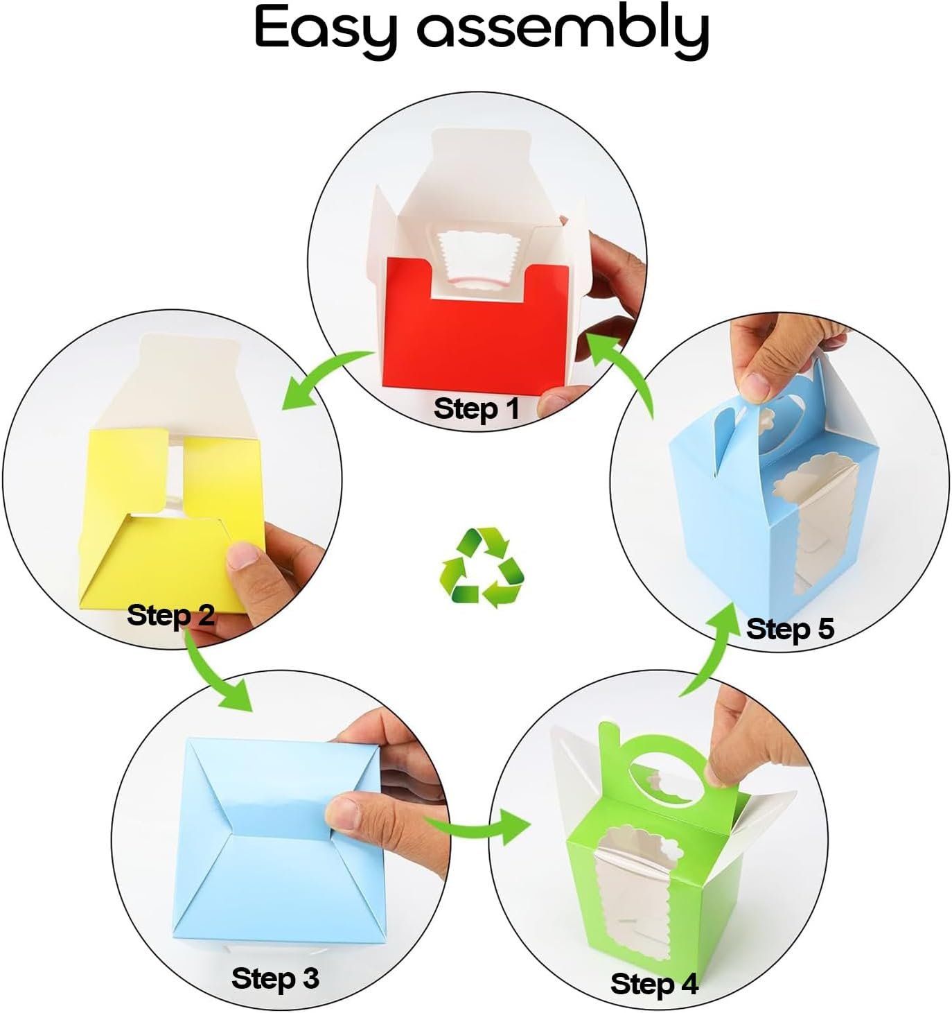 Wholesale 25 Individual Cupcake Containers Cardboard Holders with Inserts Windows for Muffins Cocoa Bombs Packaging Togo Boxes Birthdays Showers Party Favors Green Factory